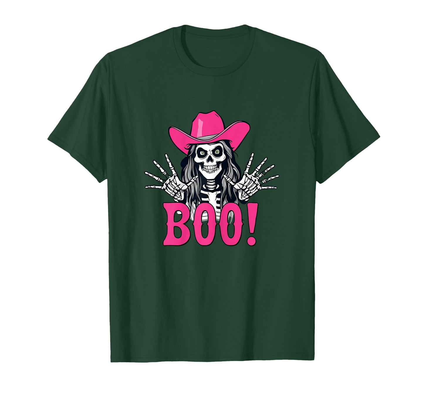 Skeleton Cowgirl Halloween Boo – Funny Pink Spooky Western T-Shirt