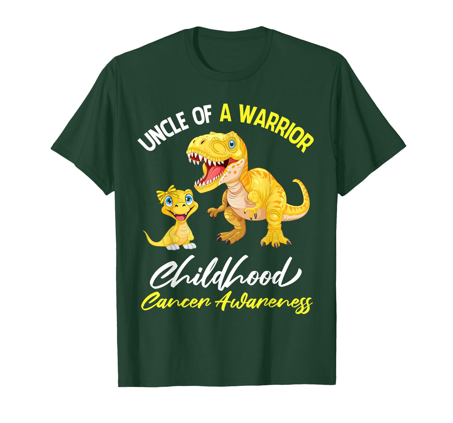 Uncle Of A Warrior Dinosaur Childhood Cancer Awareness Fight T-Shirt