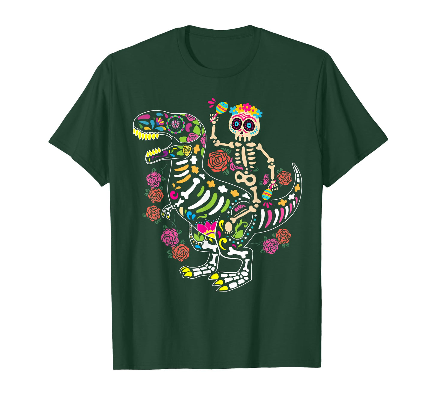 Mexican Dia De Los Muertos Skeleton Dinosaur Men Boy Toddler T-Shirt