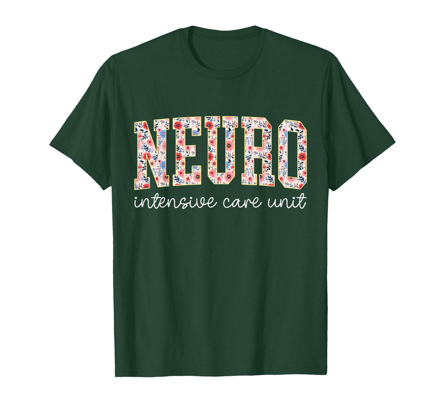 Floral Neuro ICU Nurse Brain Neuroscience ICU Nurse Grad T-Shirt