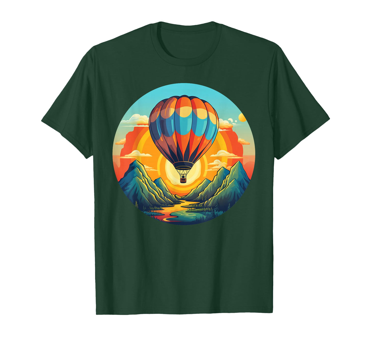 Mountains Sunset Adventures with hot Air Balloon T-Shirt