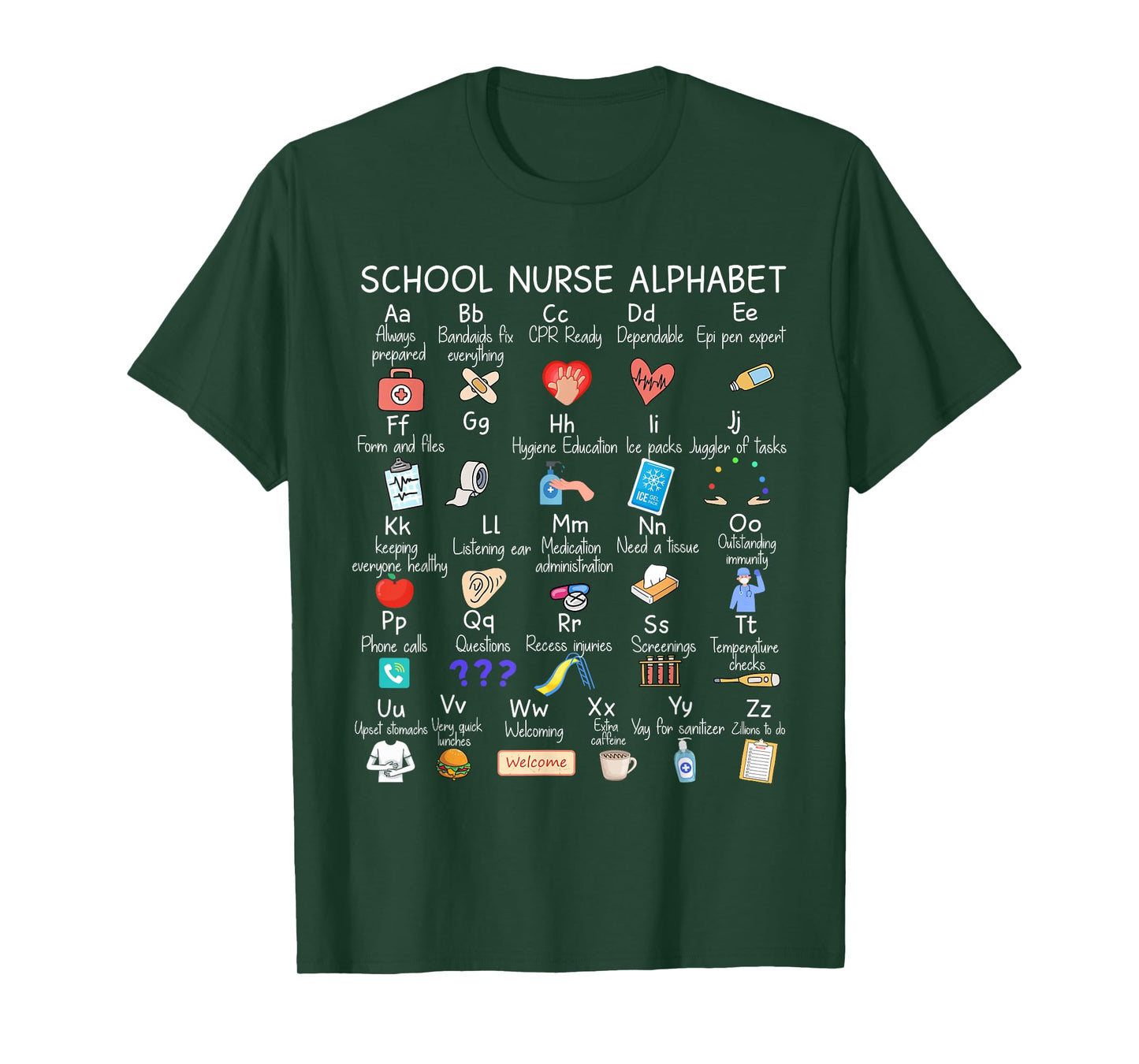 Alphabet School Nurse Appreciation Nursing School Funny T-Shirt