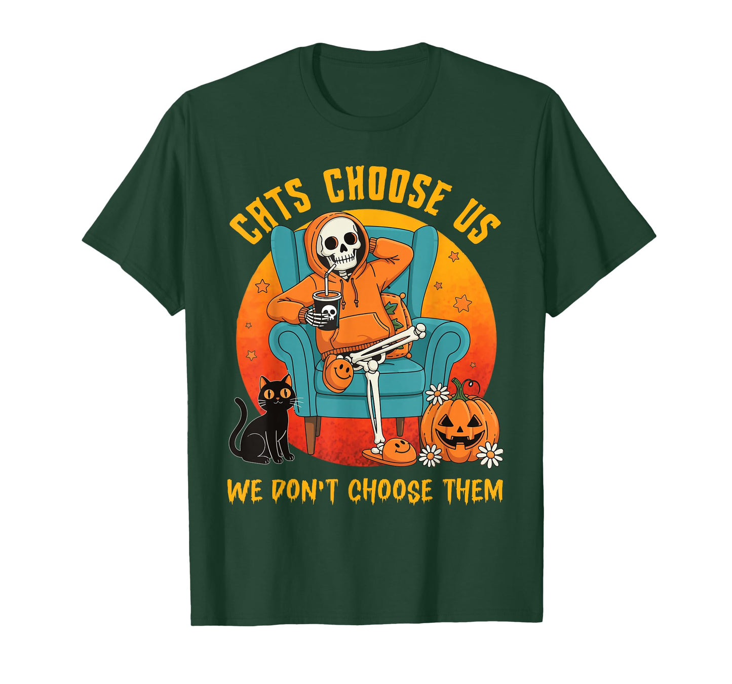 Pet Halloween Skeleton Cats Choose Us, We Don’t Choose Them T-Shirt