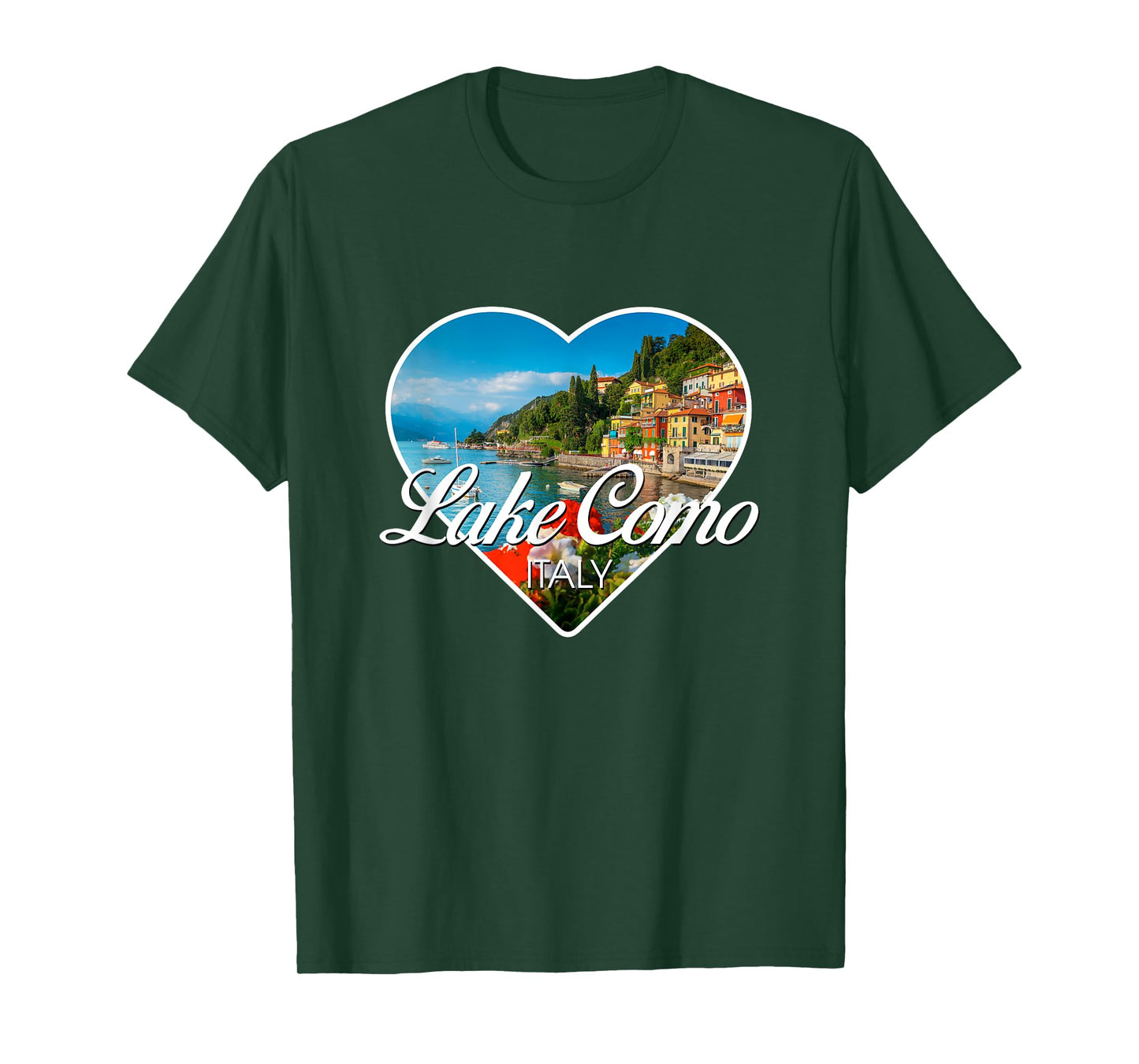 Lake Como Landscape Inside A Heart Silhouette Italy Travel T-Shirt