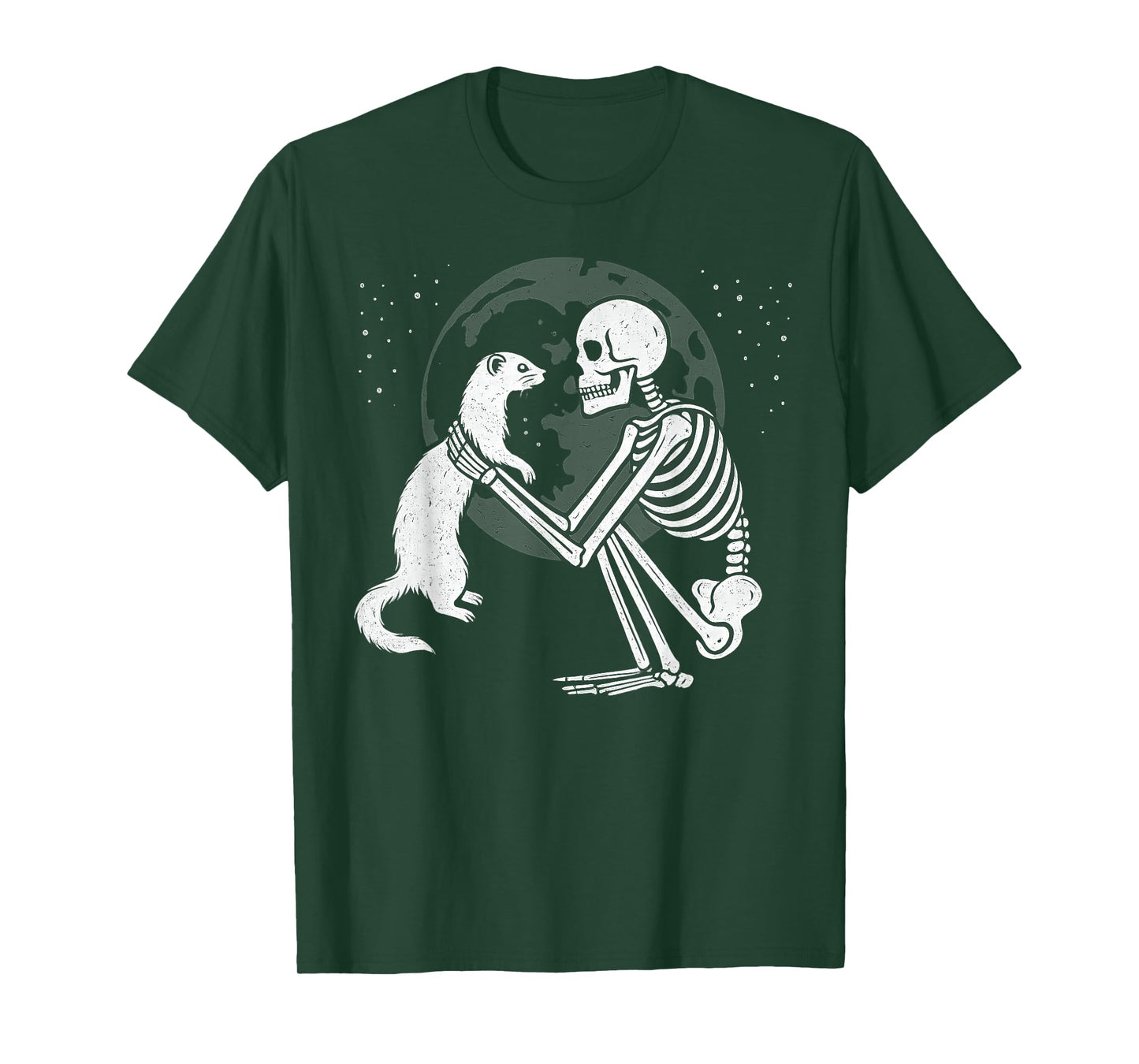 Ferret Skeleton Moon Halloween Pet Lover T-Shirt