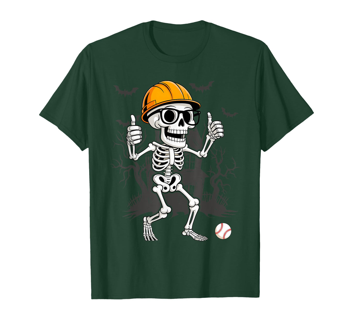 Skeleton Baseball Player Halloween Costume Sport Men Boys T-Shirt