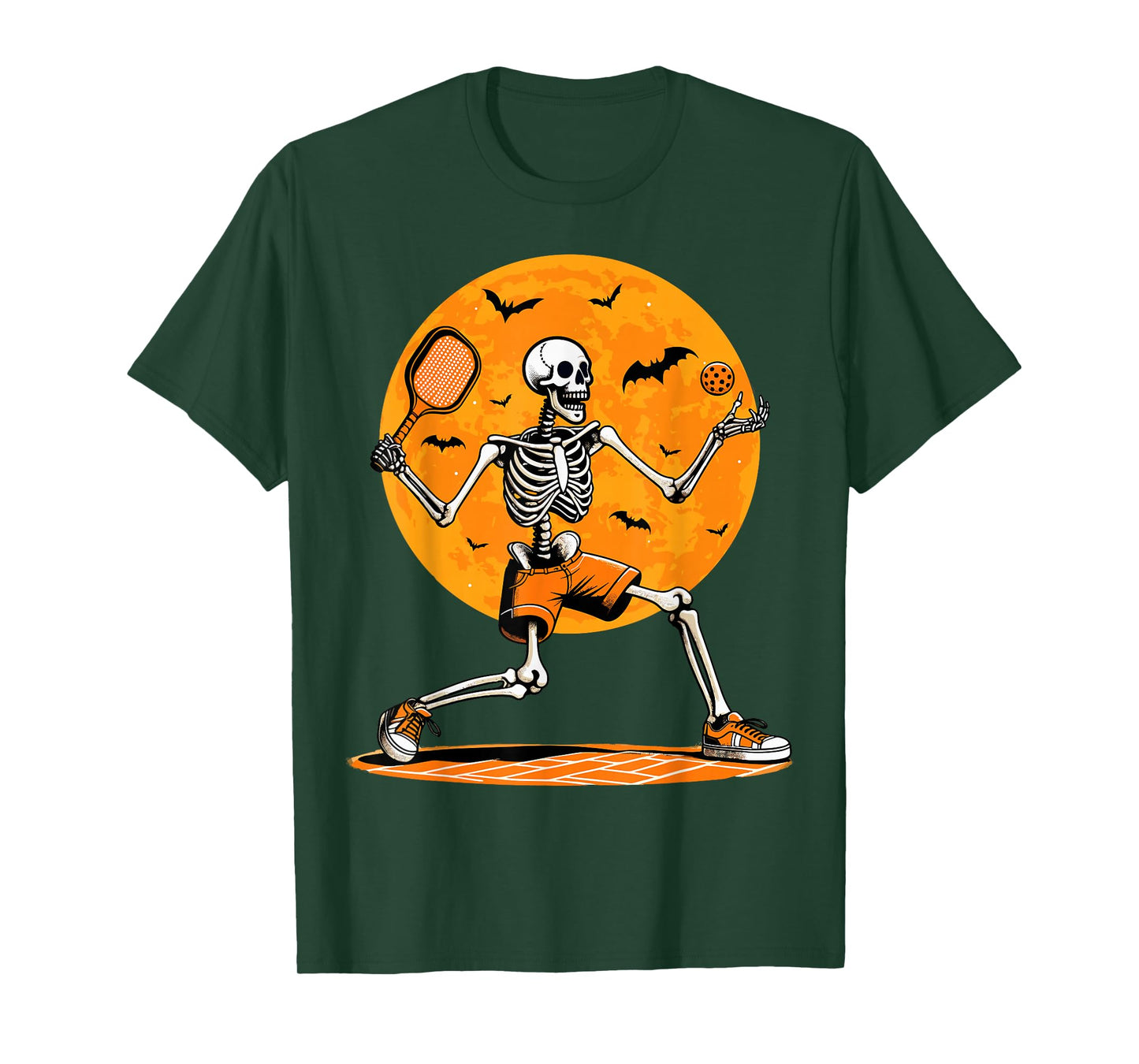 Pickleball Skeleton Spooky Boys Halloween Pickleball Player T-Shirt