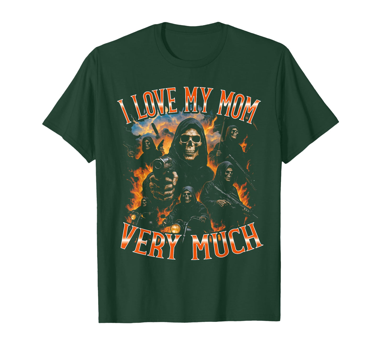 I Love My Mom Very Much Funny Bootleg Skeleton T-Shirt