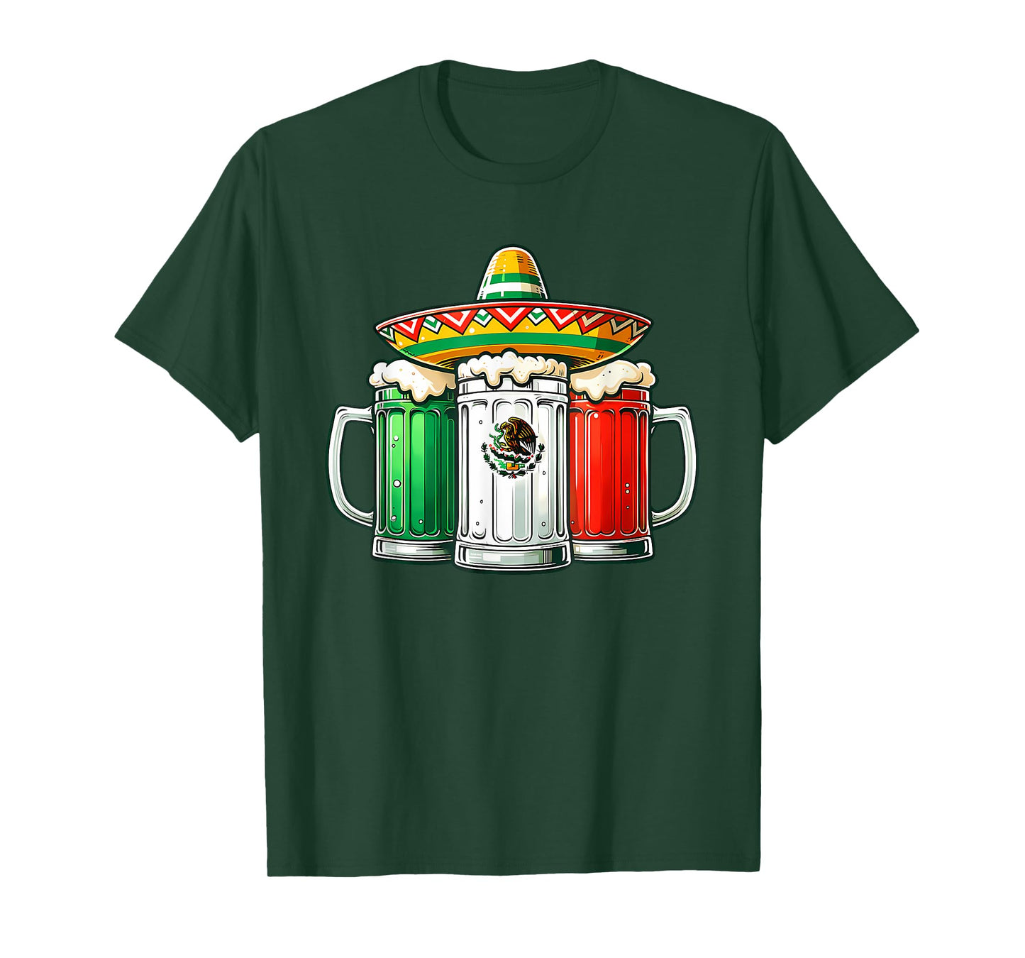 Mexico Funny Beer Mexican Flag Sombrero Hat Cinco De Mayo T-Shirt