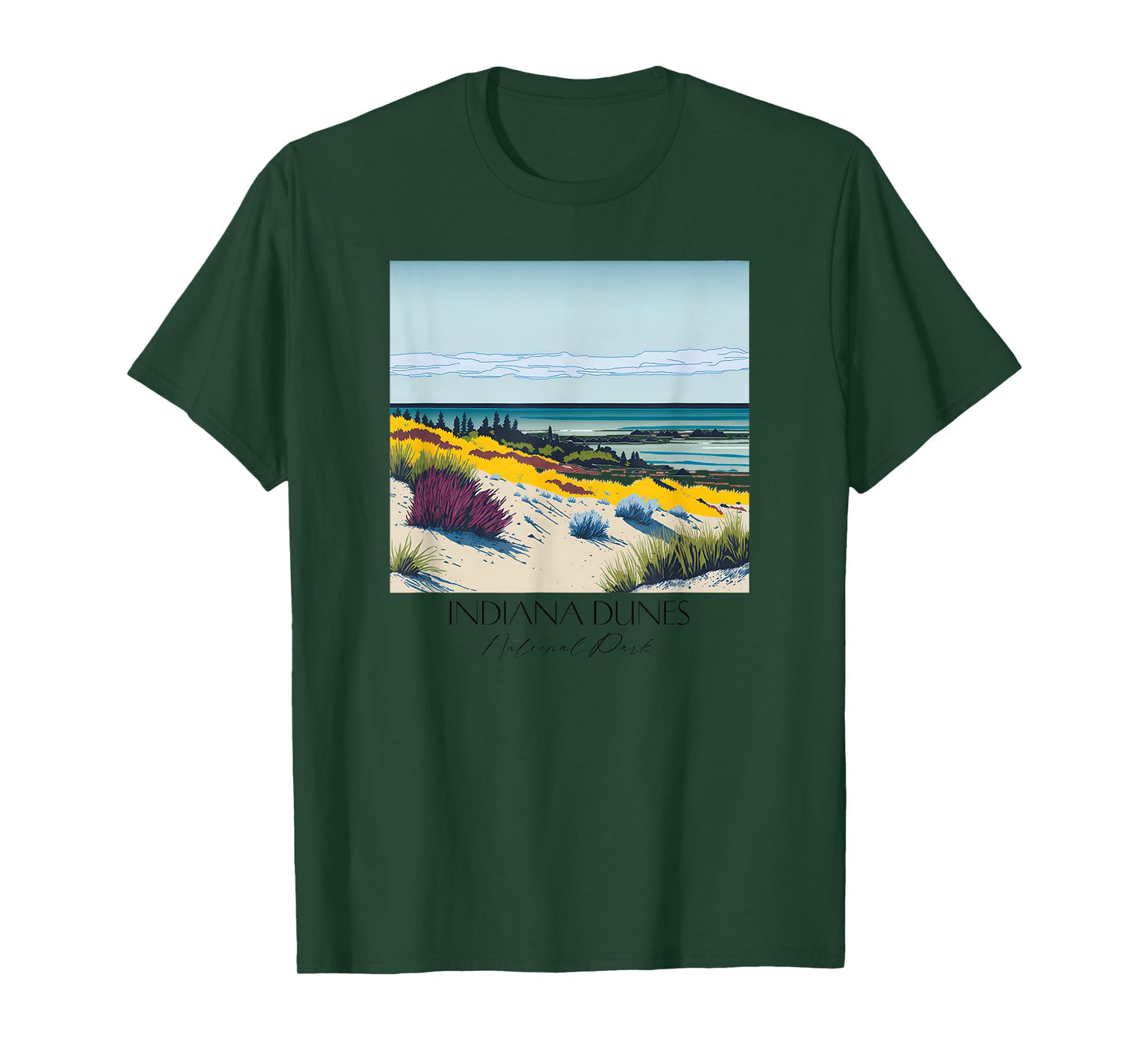 Cool Indiana Dunes National Park Hiking Watercolor Graphic T-Shirt