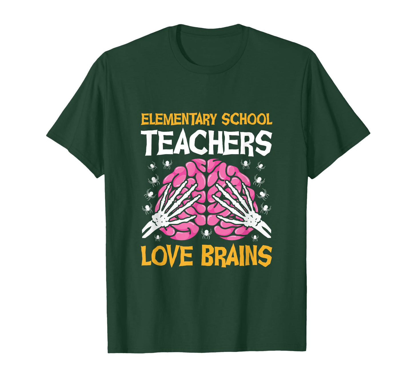 Elementary School Teacher Love Brains Funny Halloween T-Shirt