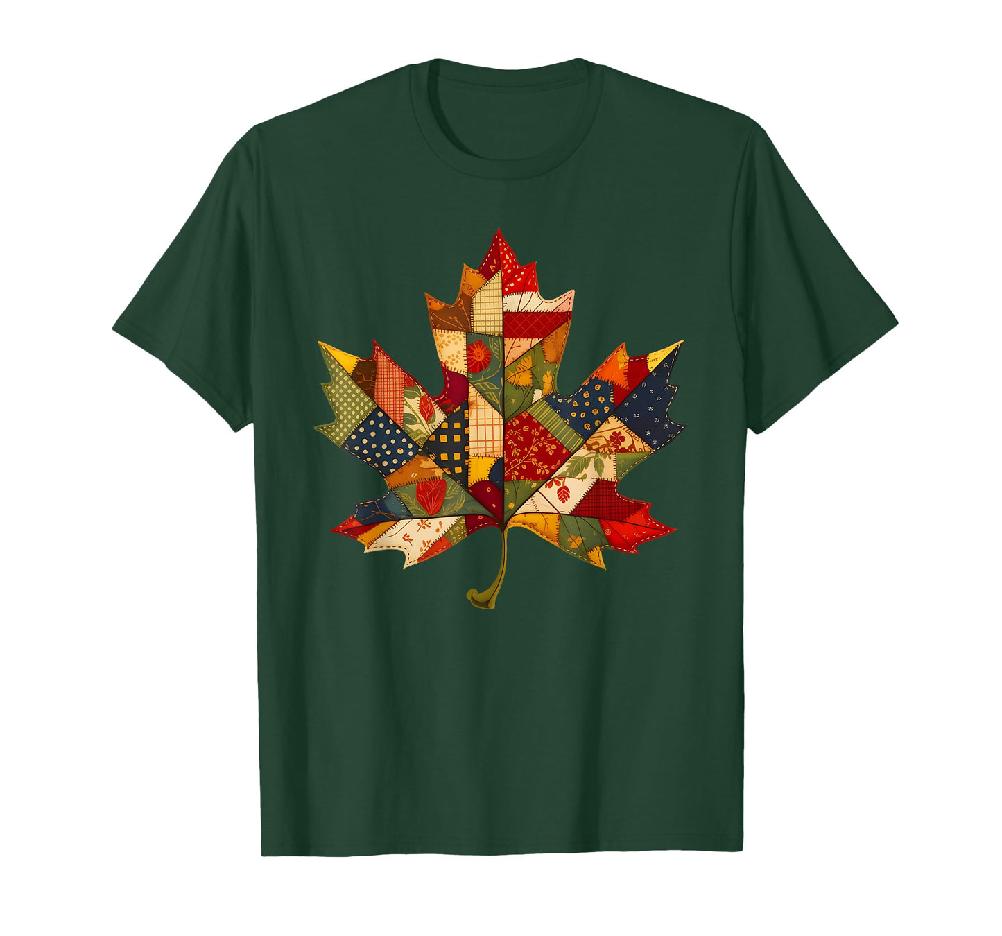Floral Fall Patchwork Leaf Autumn Leaf Fall Thanksgiving T-Shirt