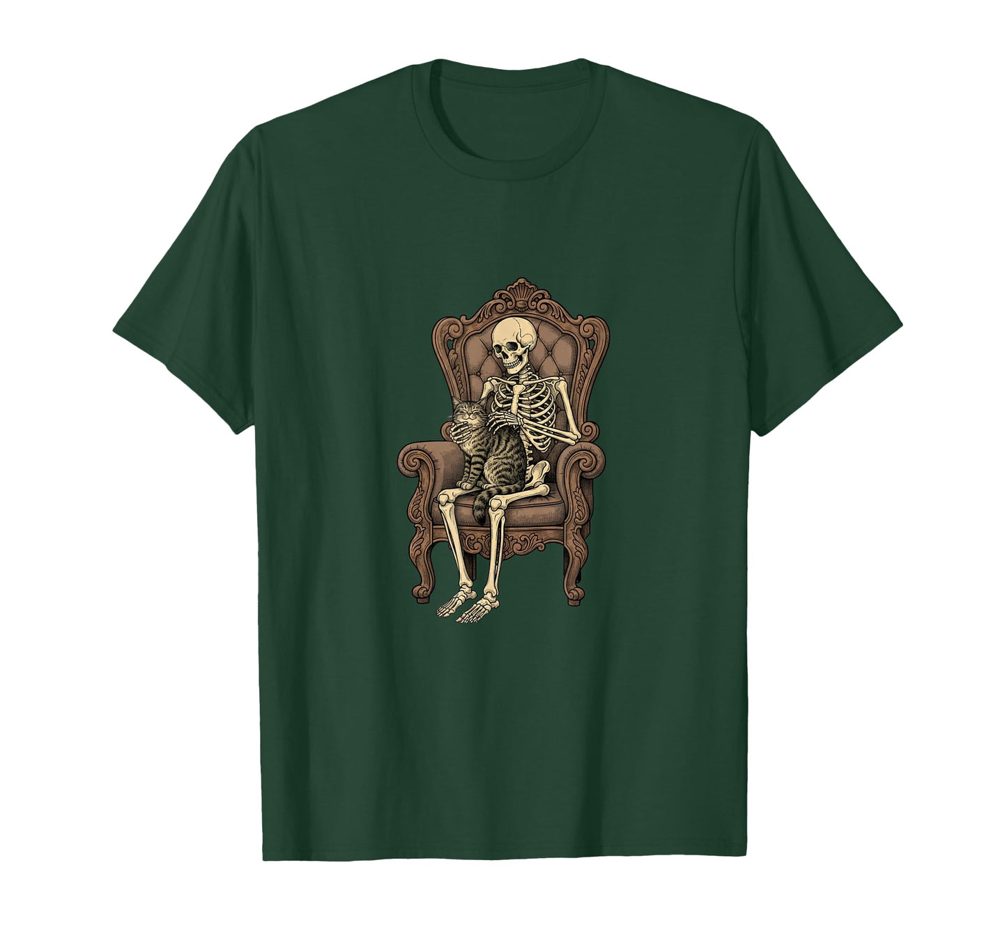 Skeleton Holding Cat Halloween Cat Lover Cat Mom Dad T-Shirt