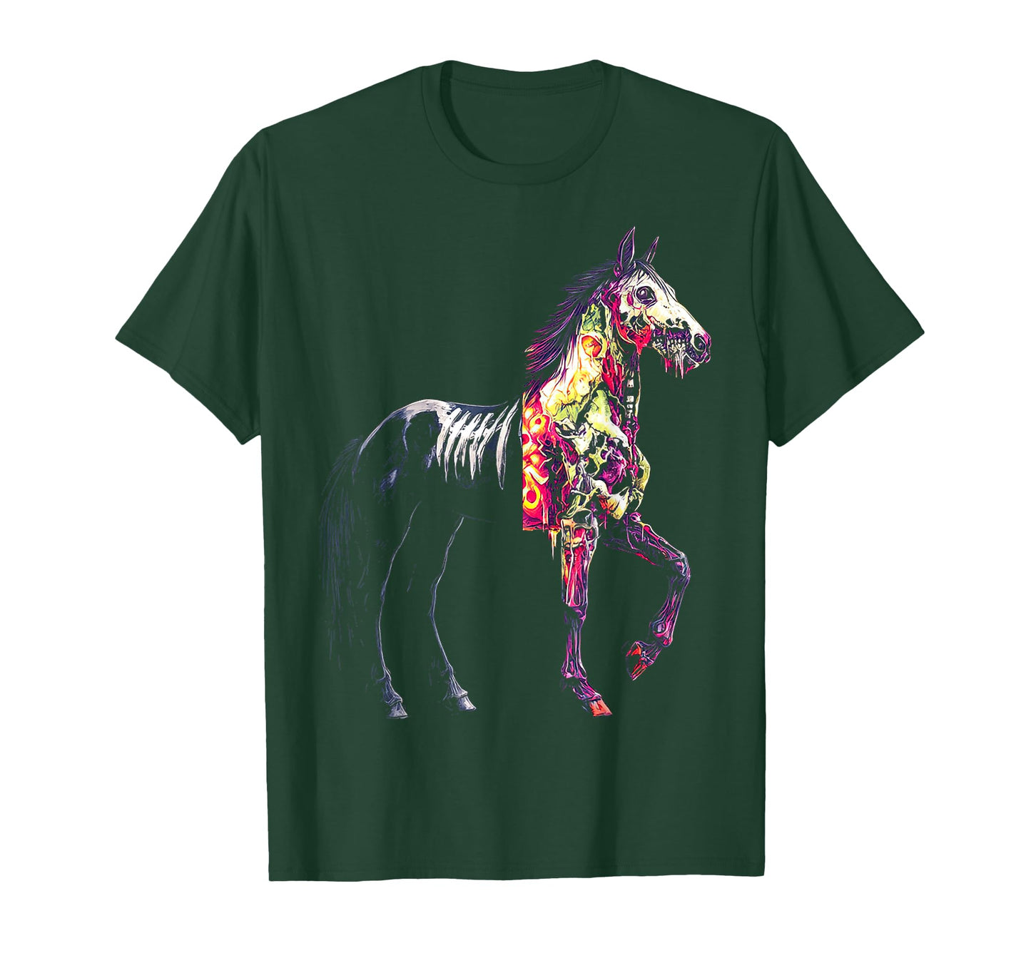Halloween Horse Skeleton Zombie Animal Graphic Halloween T-Shirt