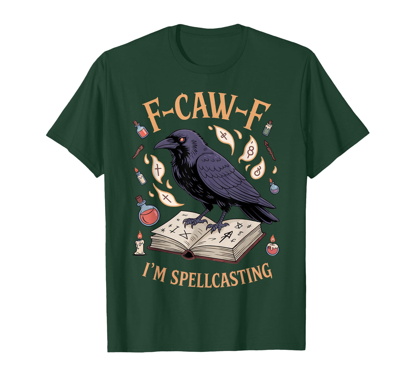 Black Crow, F-Caw-F Funny Black Bird Moon Gothic Halloween T-Shirt