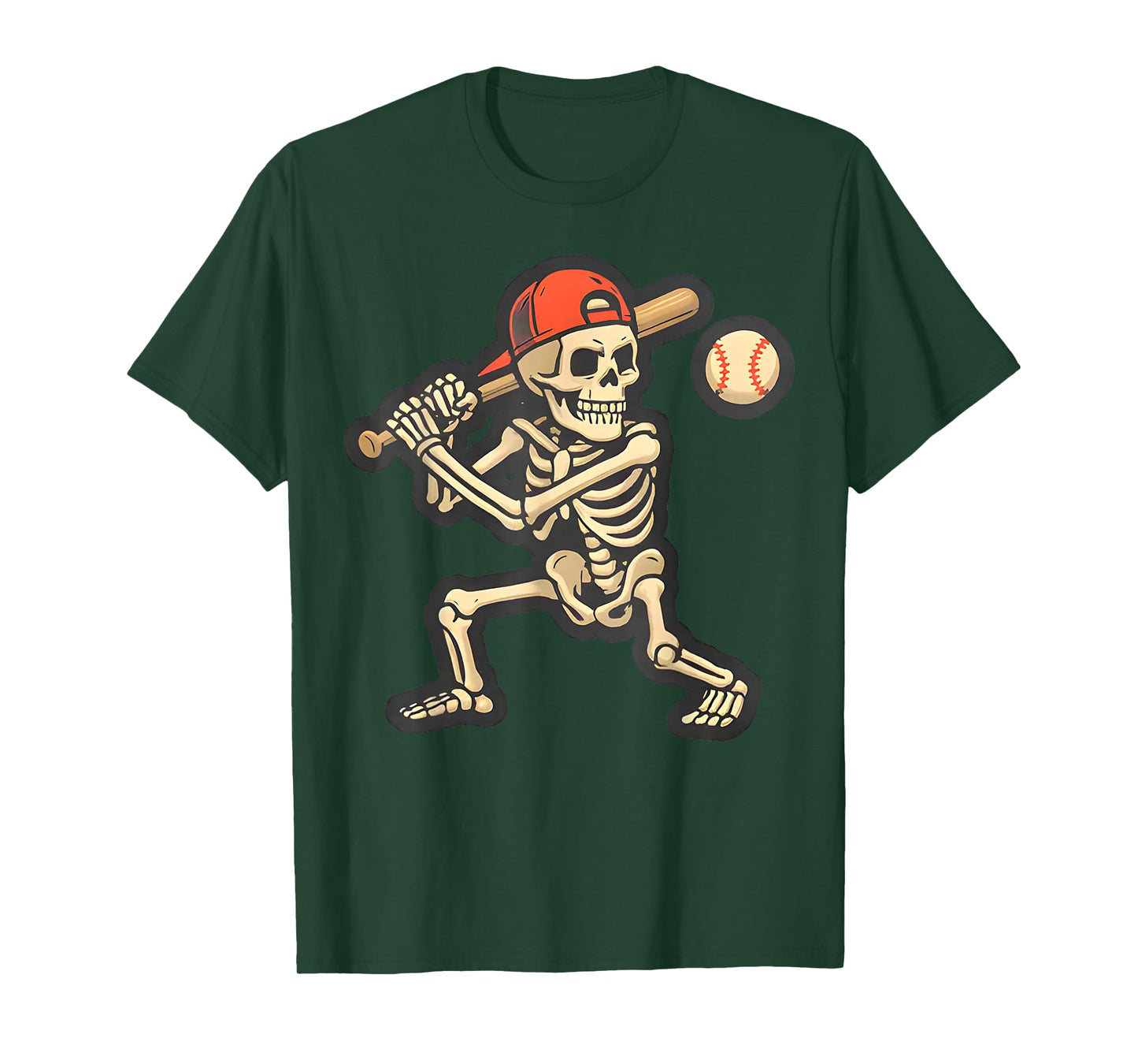 Skeleton Baseball Halloween Costume Funny Men Boys Kids T-Shirt