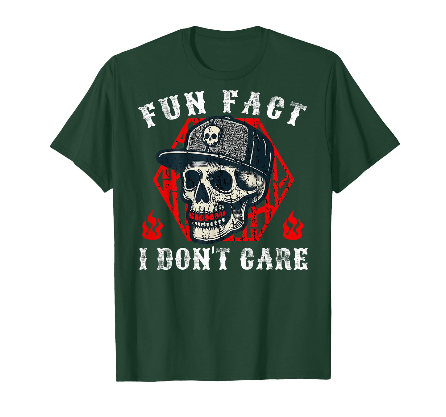 Fun Fact I Don't Care Funny Skeleton Sarcastic (ON Back) T-Shirt