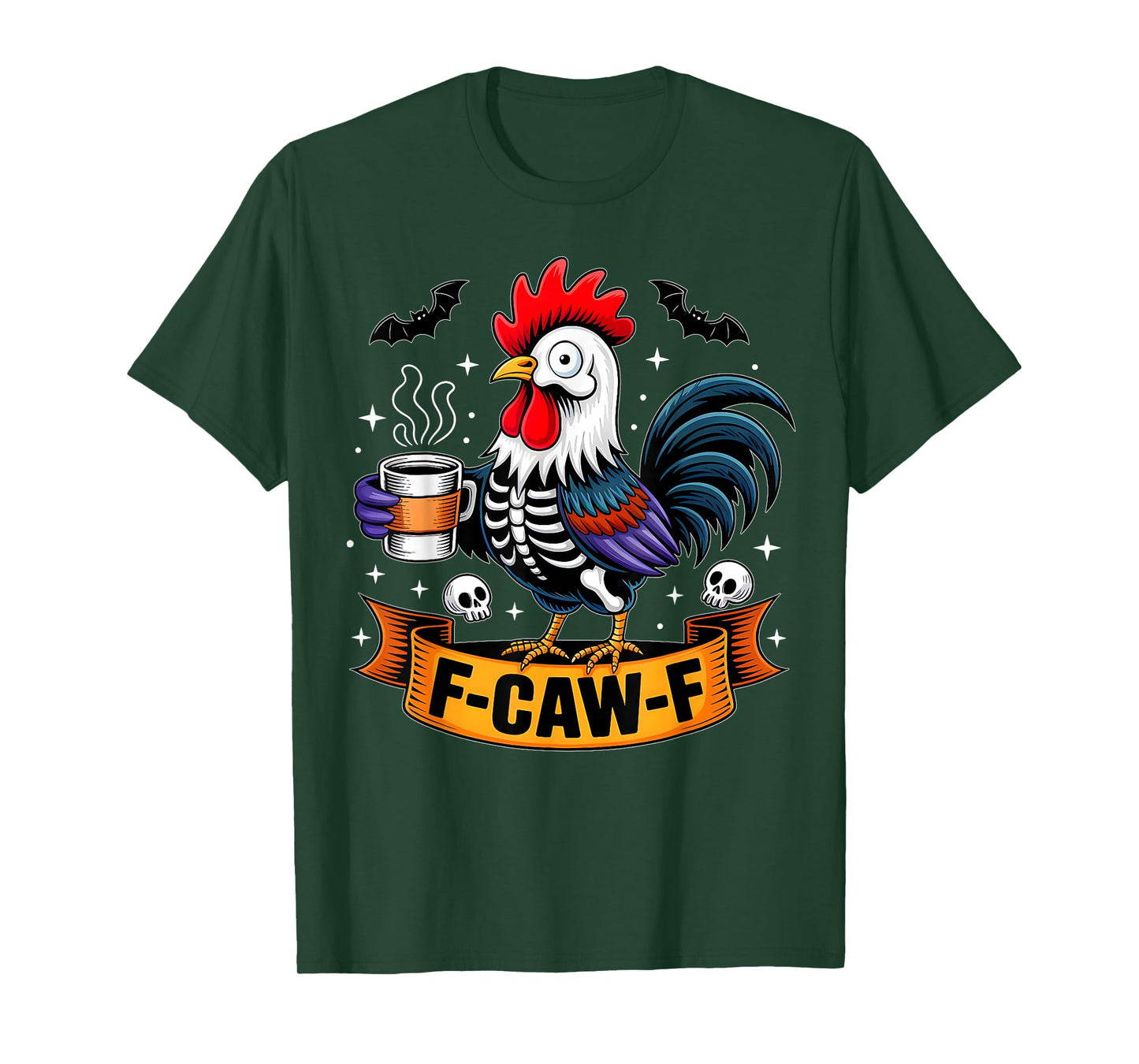 F-Caw-F Funny Quote Rooster Meme Skeleton Chicken Halloween T-Shirt