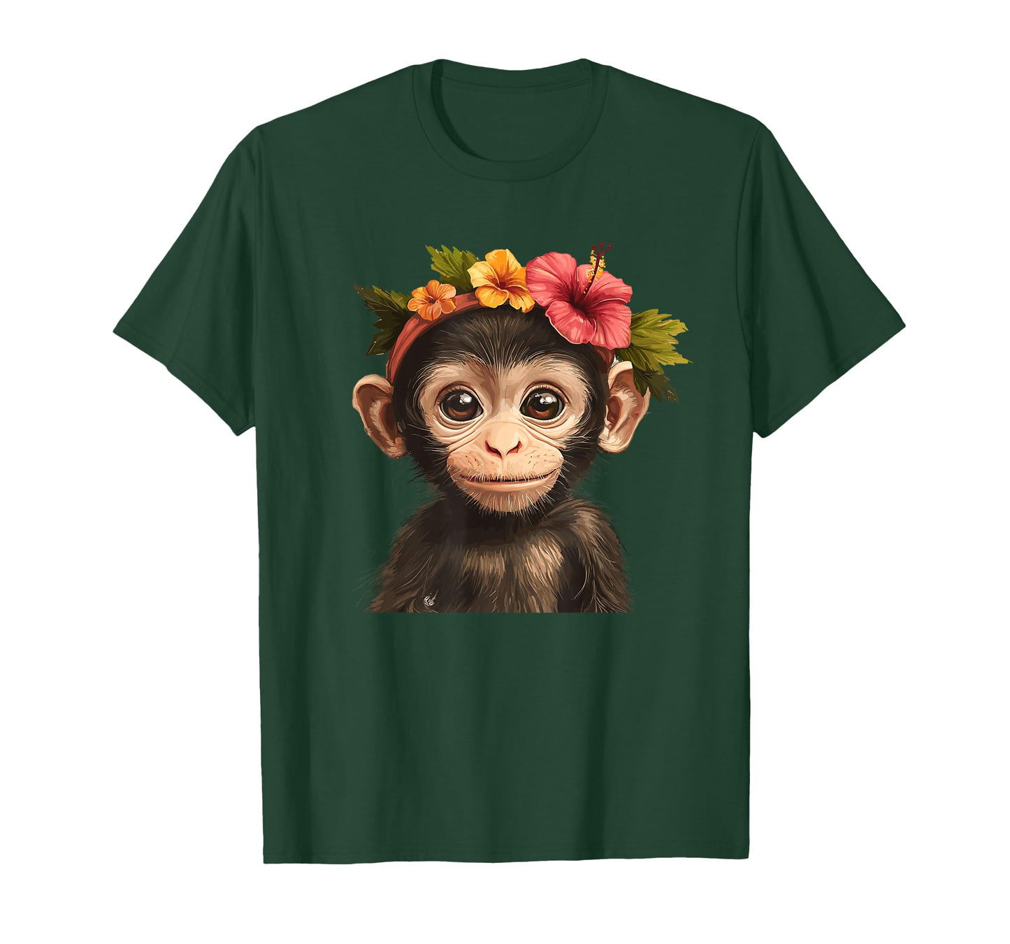 Cute Monkey With Flower Crown T-Shirt