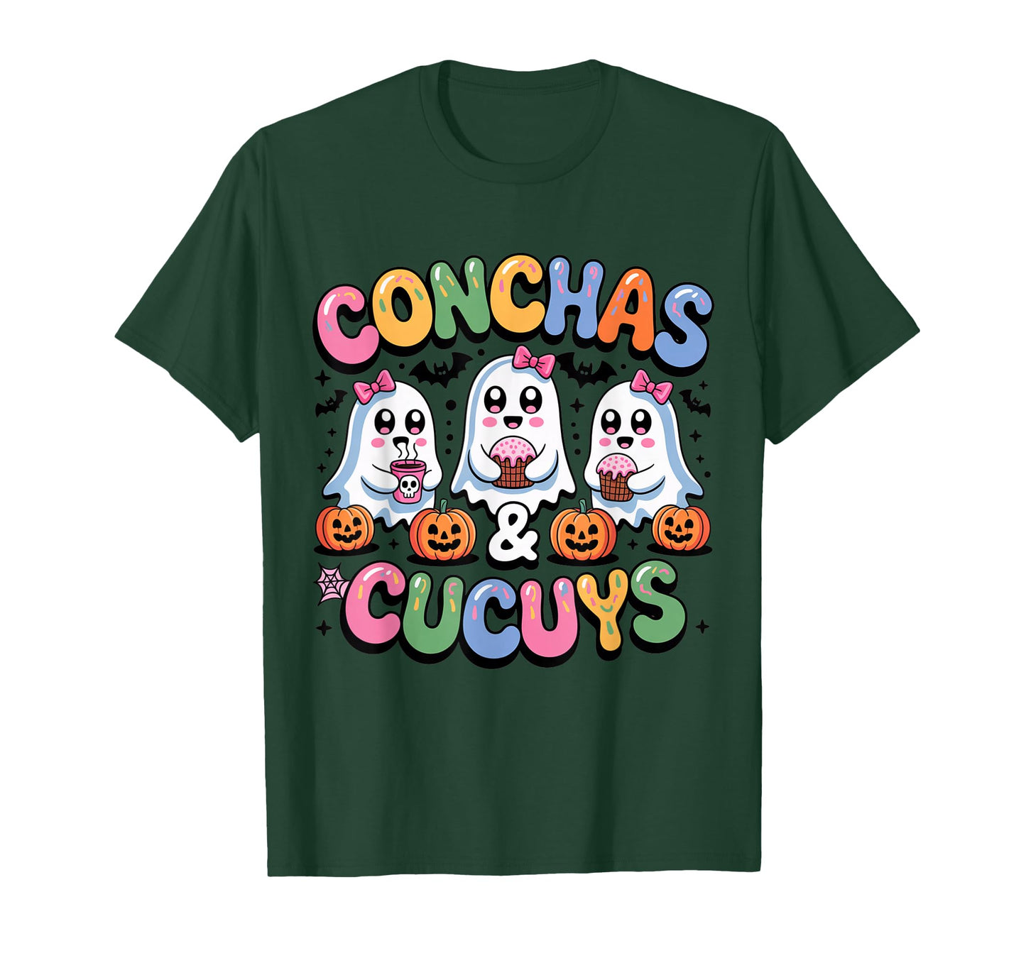 Conchas and Cucuys Funny Halloween Mexican Ghost T-Shirt