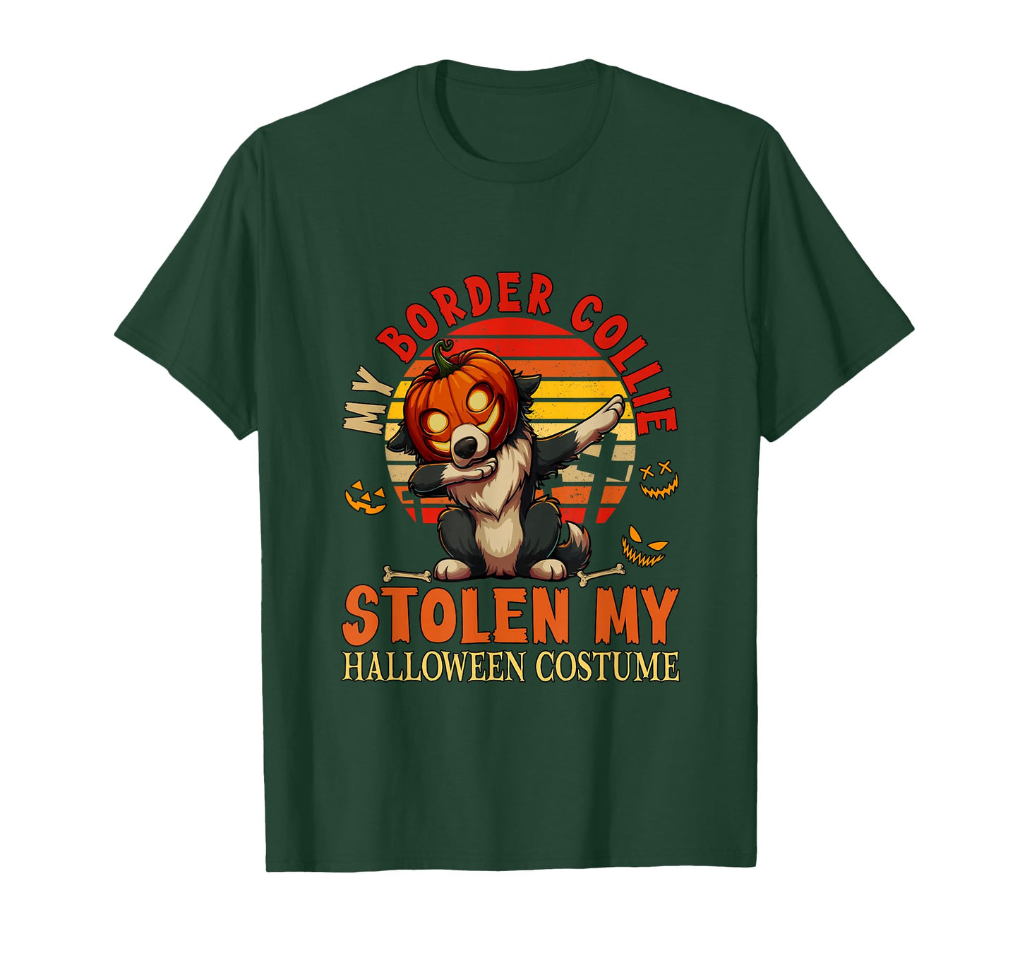 Border Collie Stolen My Halloween Costume Dog Carved Pumpkin T-Shirt