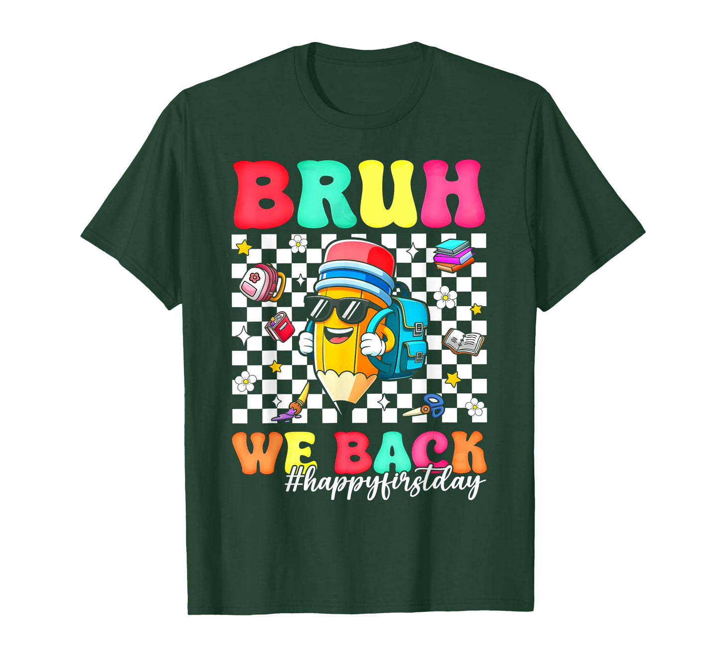 Bruh We Back Pencil First Day Of School Boys Girls Kids T-Shirt