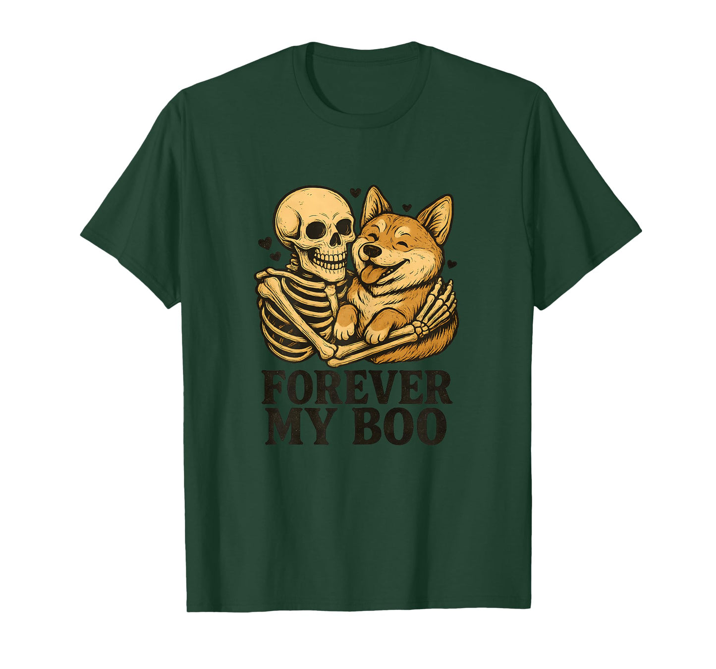 Womens Forever My Boo Skeleton Akita Funny Halloween Couple T-Shirt
