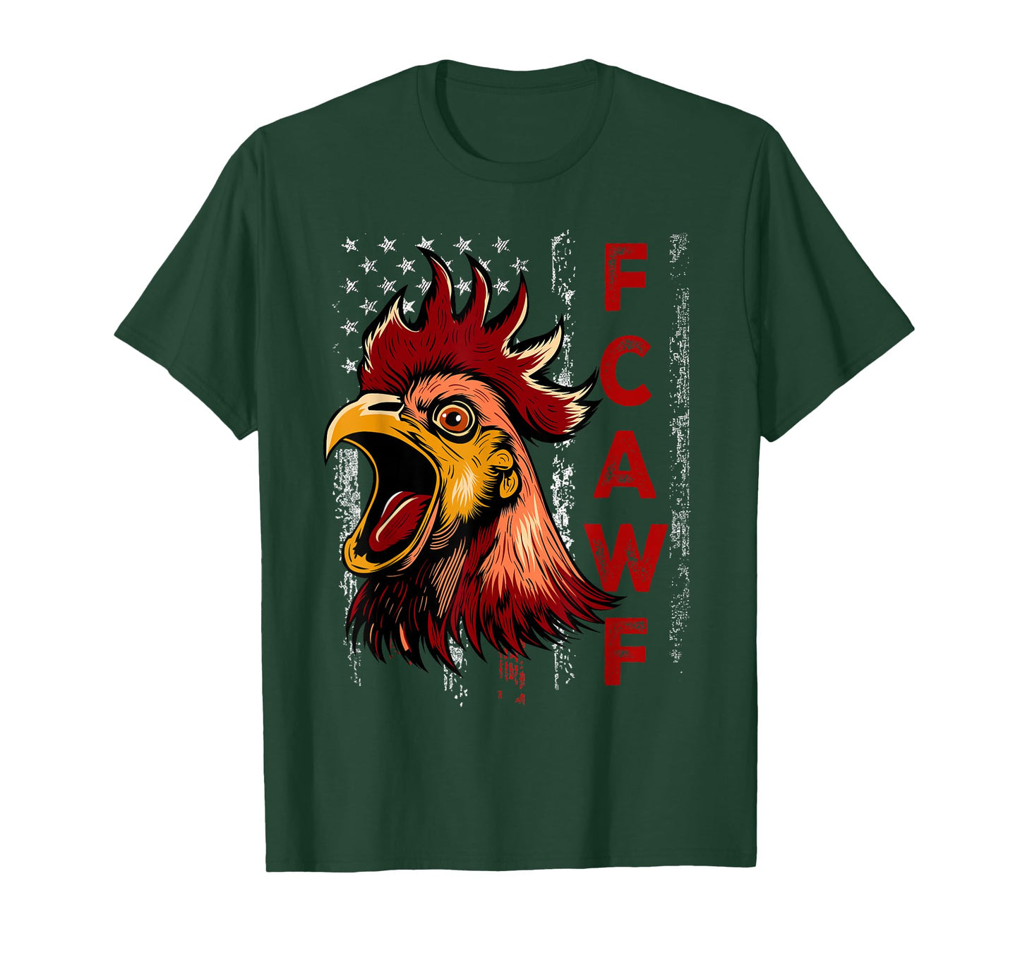 F-Caw-F Funny Chicken Humor F-Caw-F Rooster Vintage US Flag T-Shirt