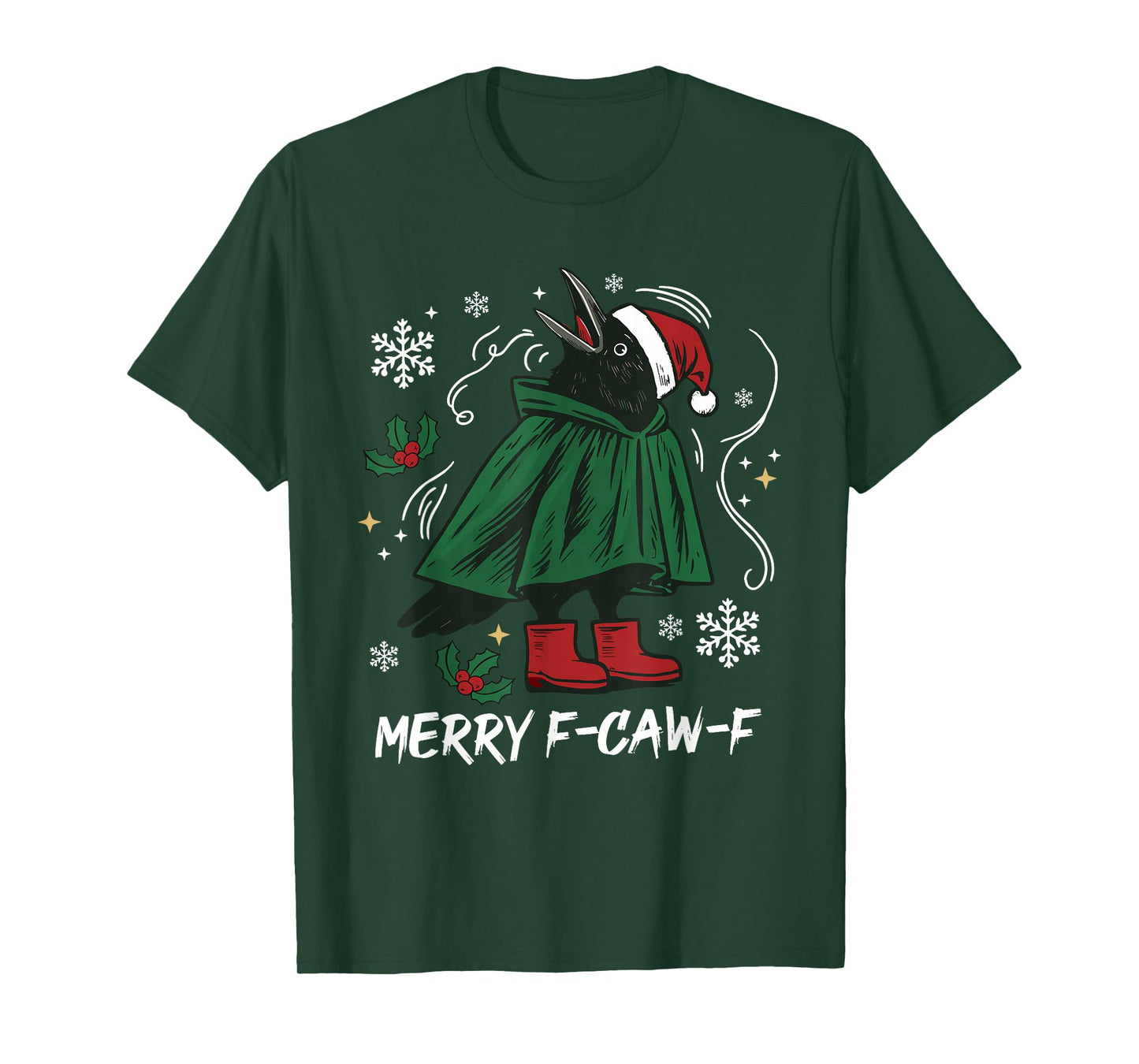 Merry F-CAW-F Crow Raven Christmas Dark Bird Crow Meme Xmas T-Shirt