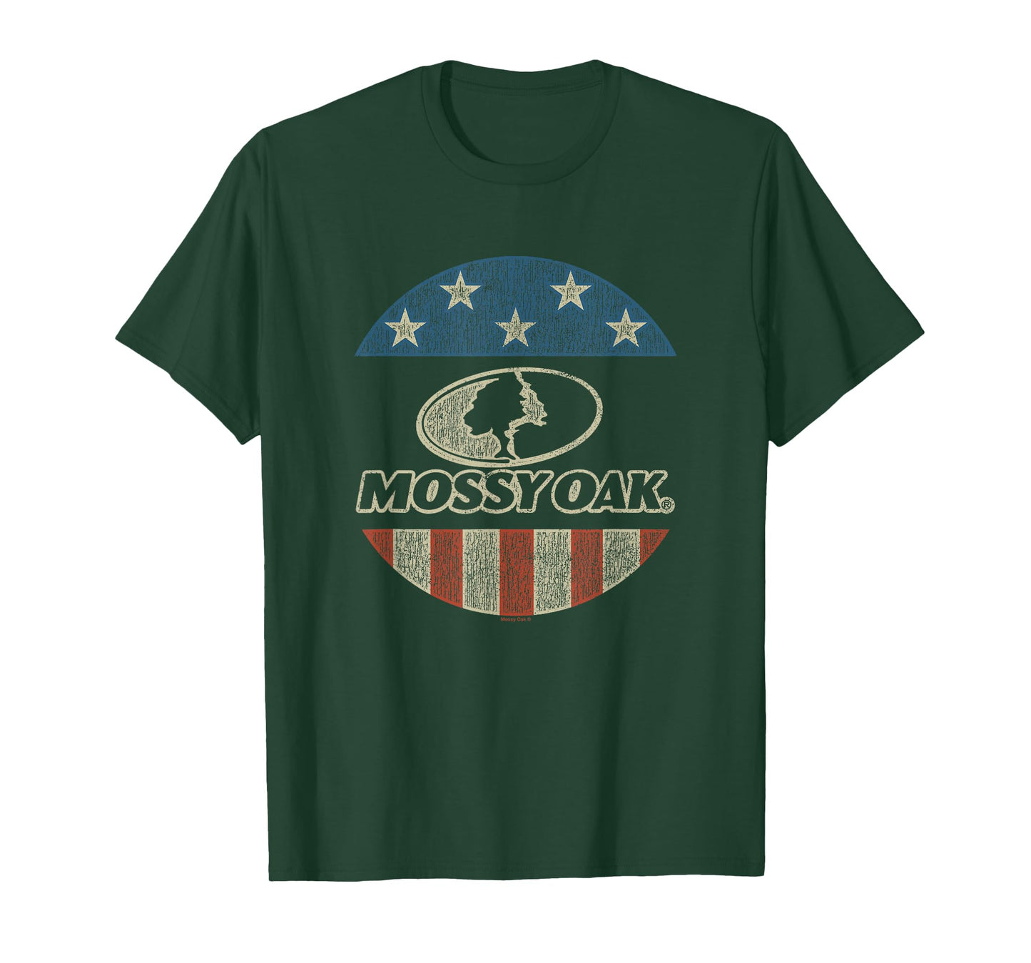 Mossy Oak 4th of July American Flag Distressed Circle Logo T-Shirt
