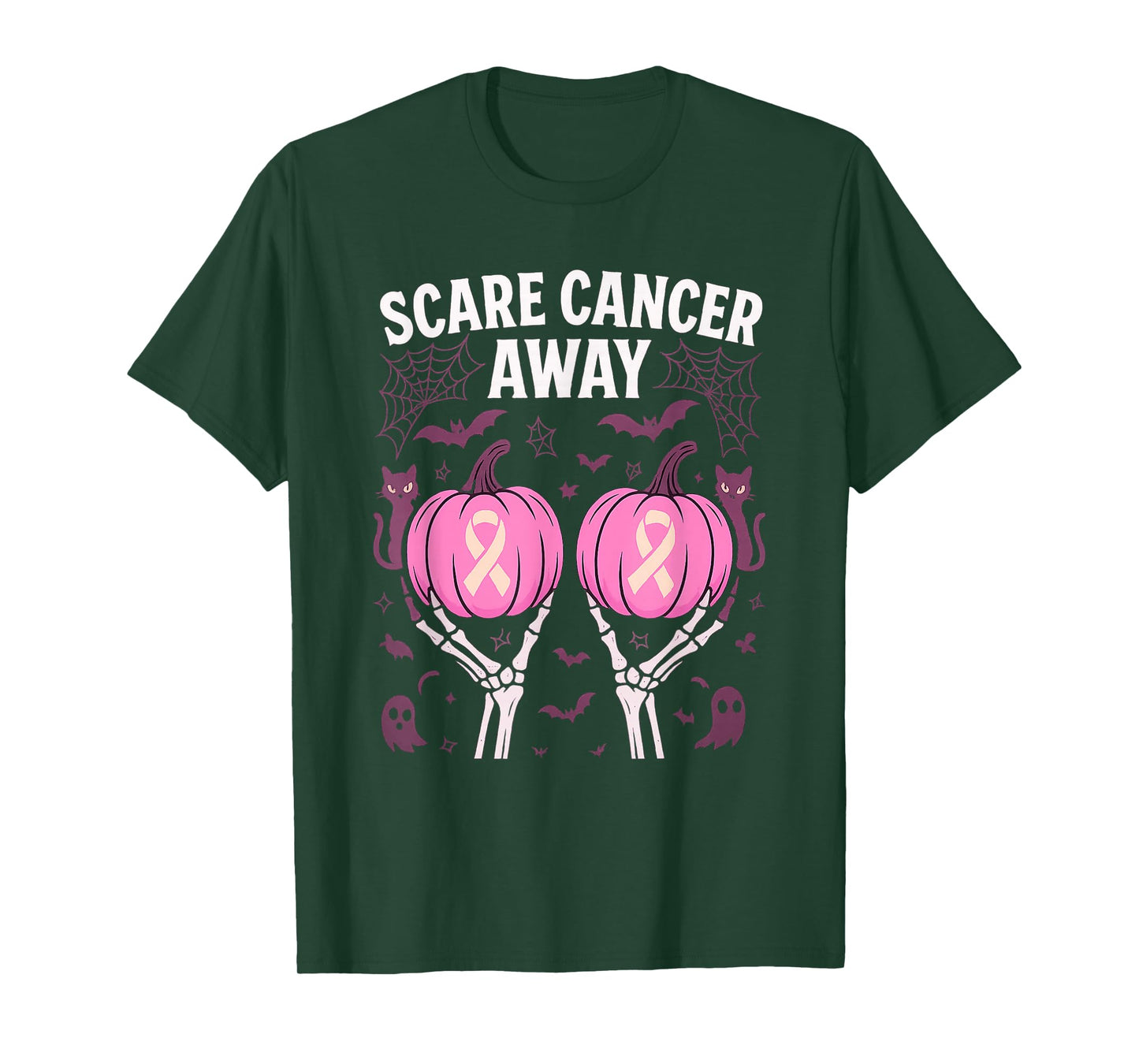 Halloween Breast Cancer Awareness Pink Ribbon T-Shirt