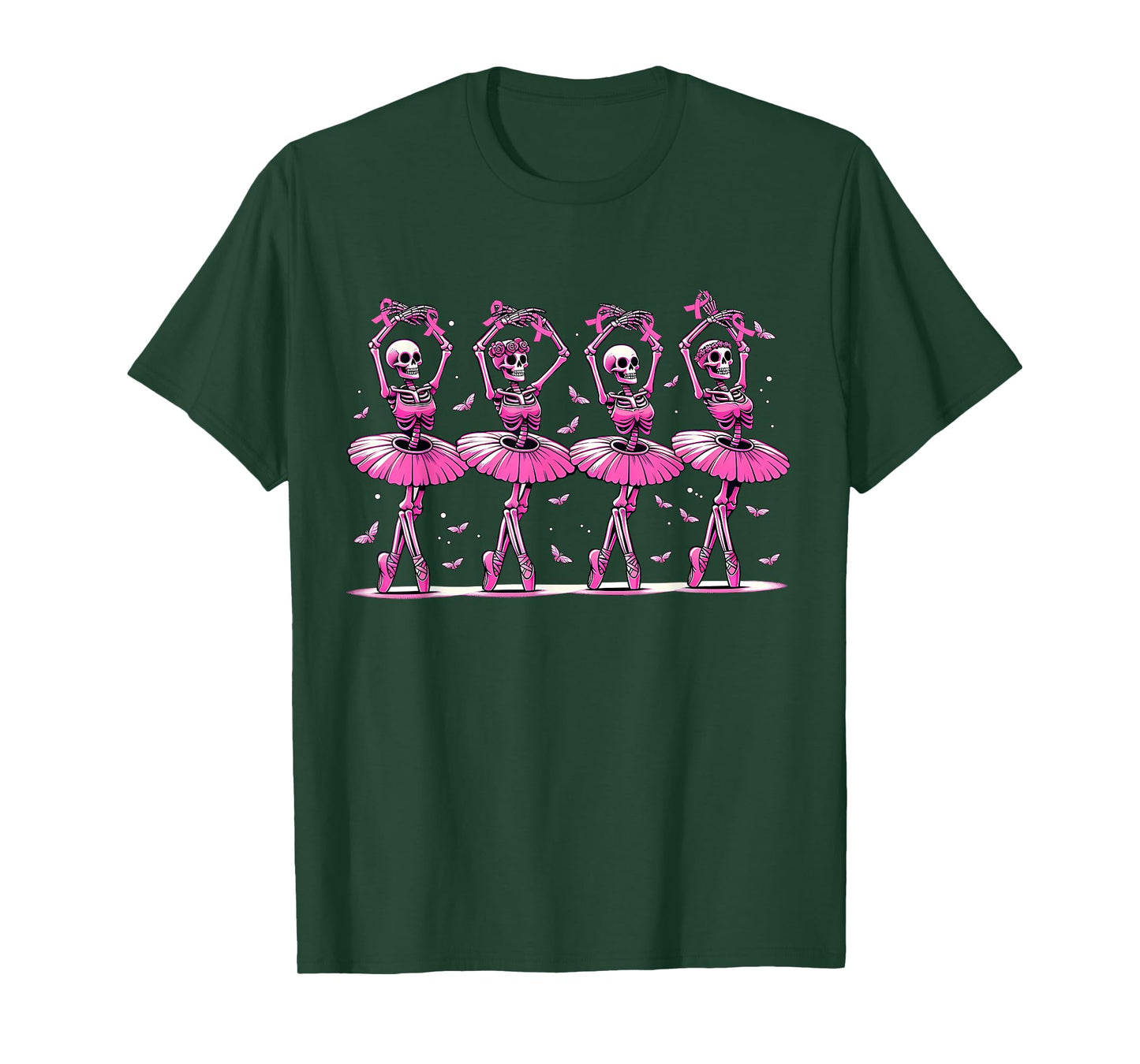 Cute Halloween Dancing Skeletons Breast Cancer Awareness T-Shirt