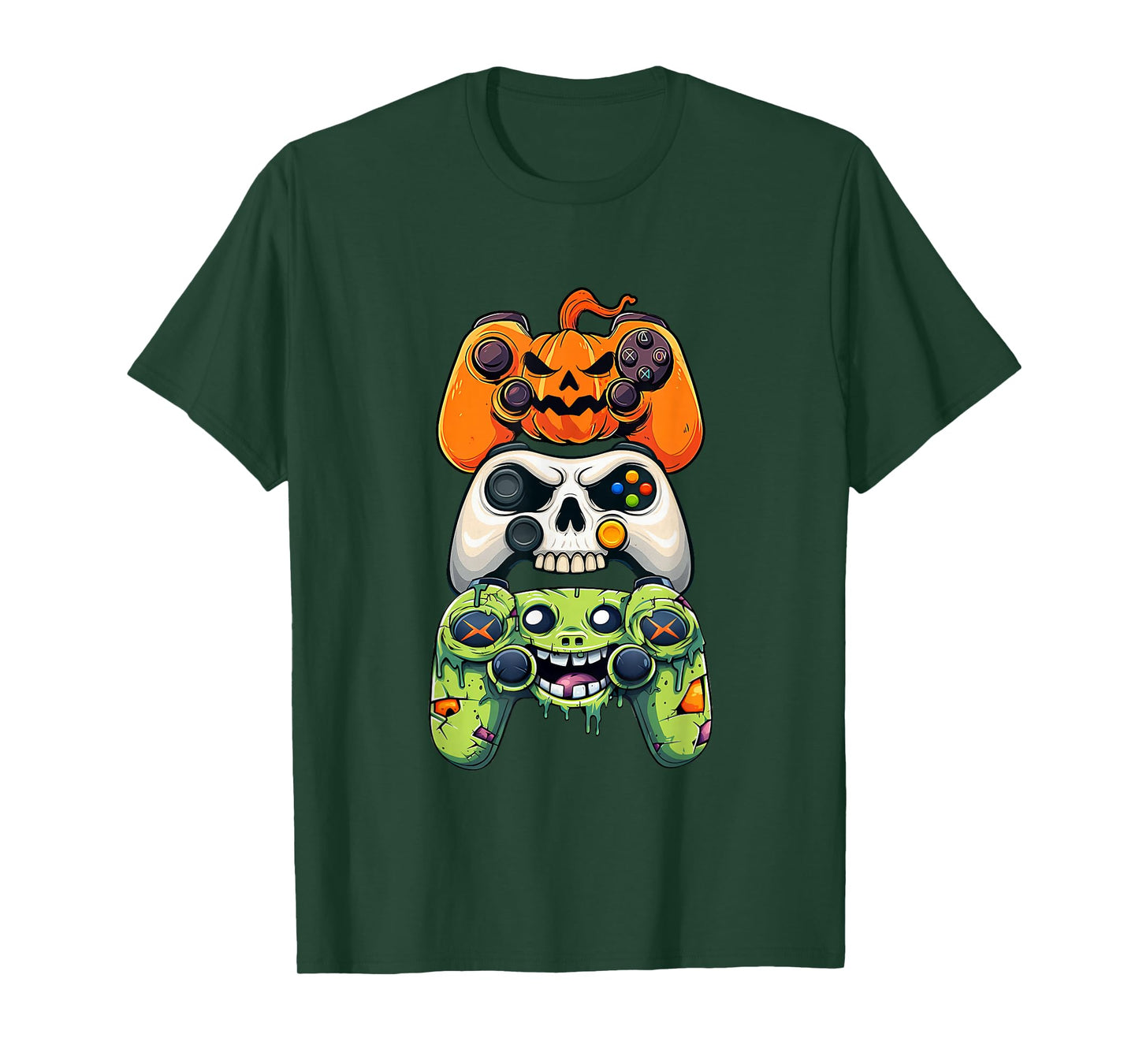 Halloween Skeleton Zombie Gaming Controllers Men Boys Kids T-Shirt
