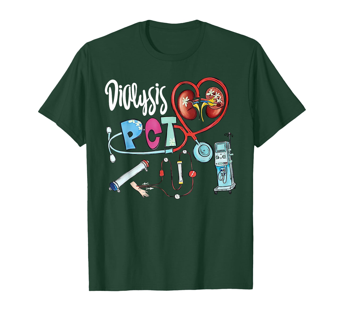 Dialysis PCT Stethoscope Heart Kidney Nephrology Technician T-Shirt