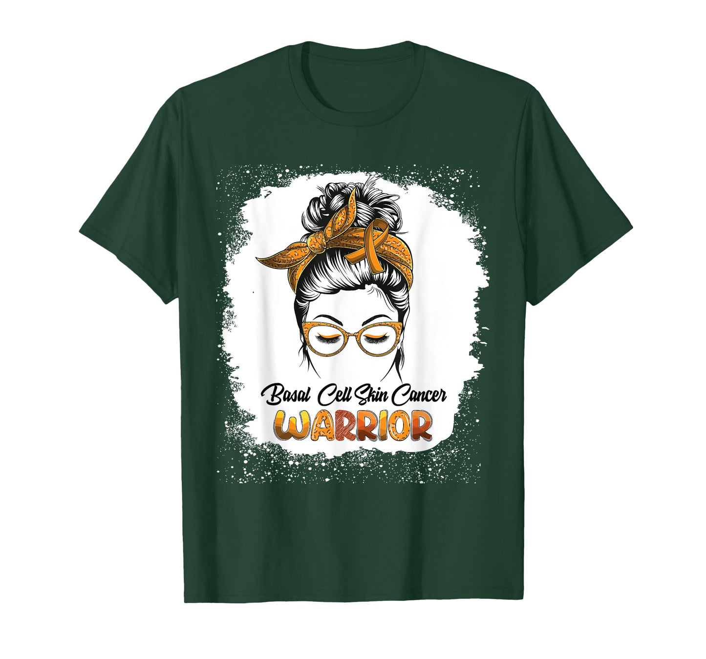 Basal Cell Skin Cancer Warrior Bleached Messy Bun Survivor T-Shirt