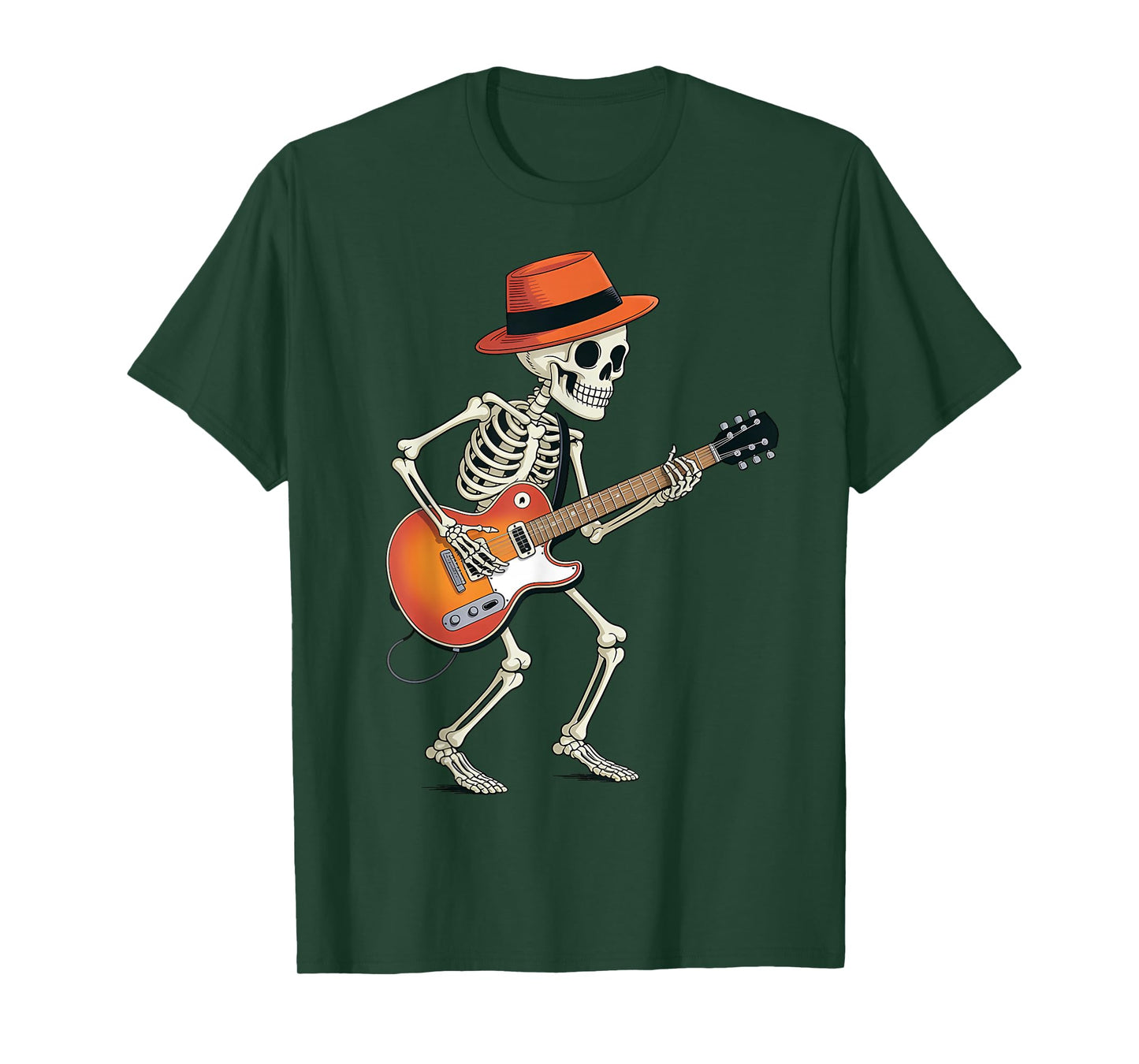 Rocker Skeleton Men Boys Bass Guitar Guitarist Halloween T-Shirt