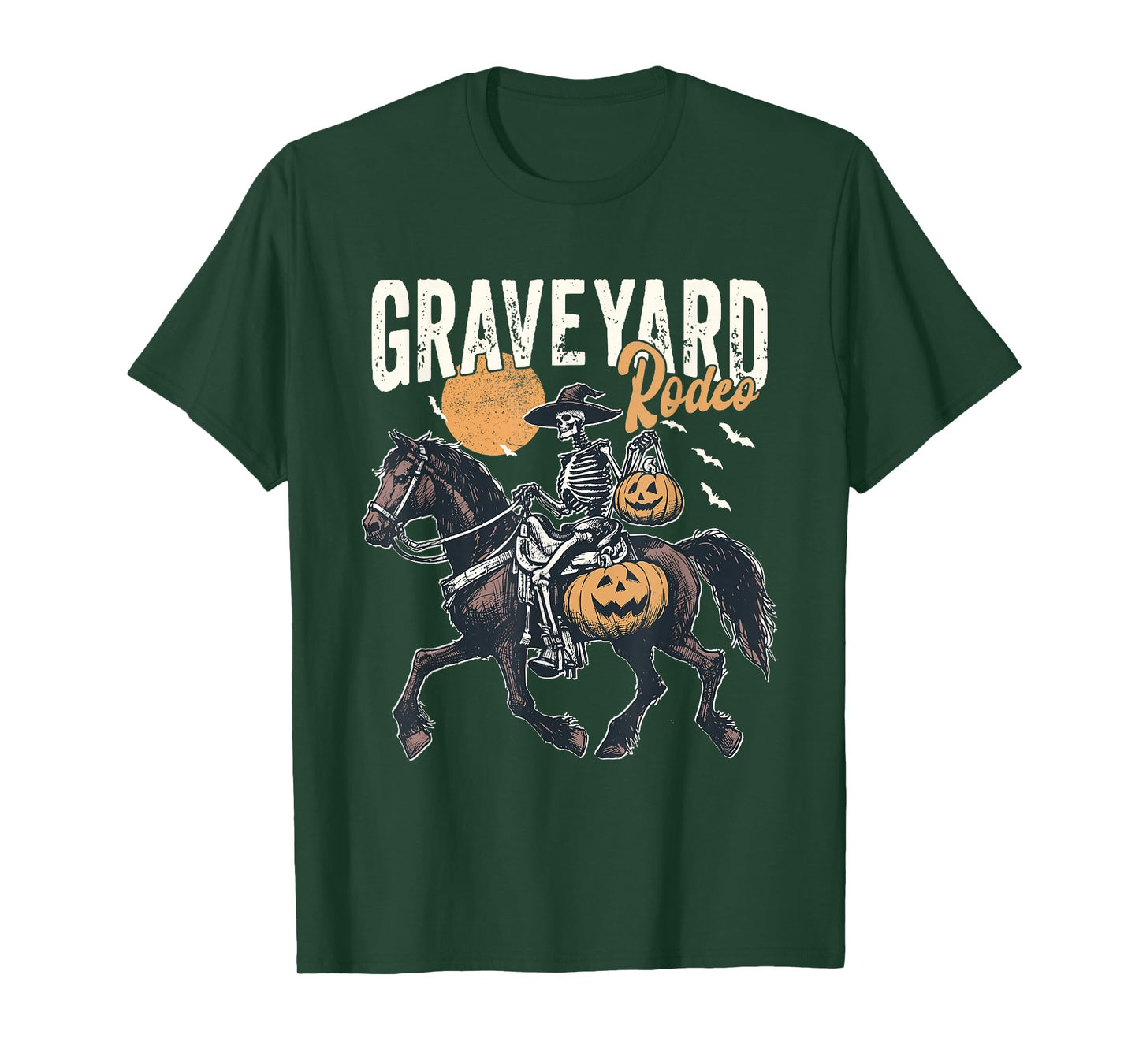 Spooky Western Cowboy Skeleton Rodeo Pumpkin Halloween T-Shirt