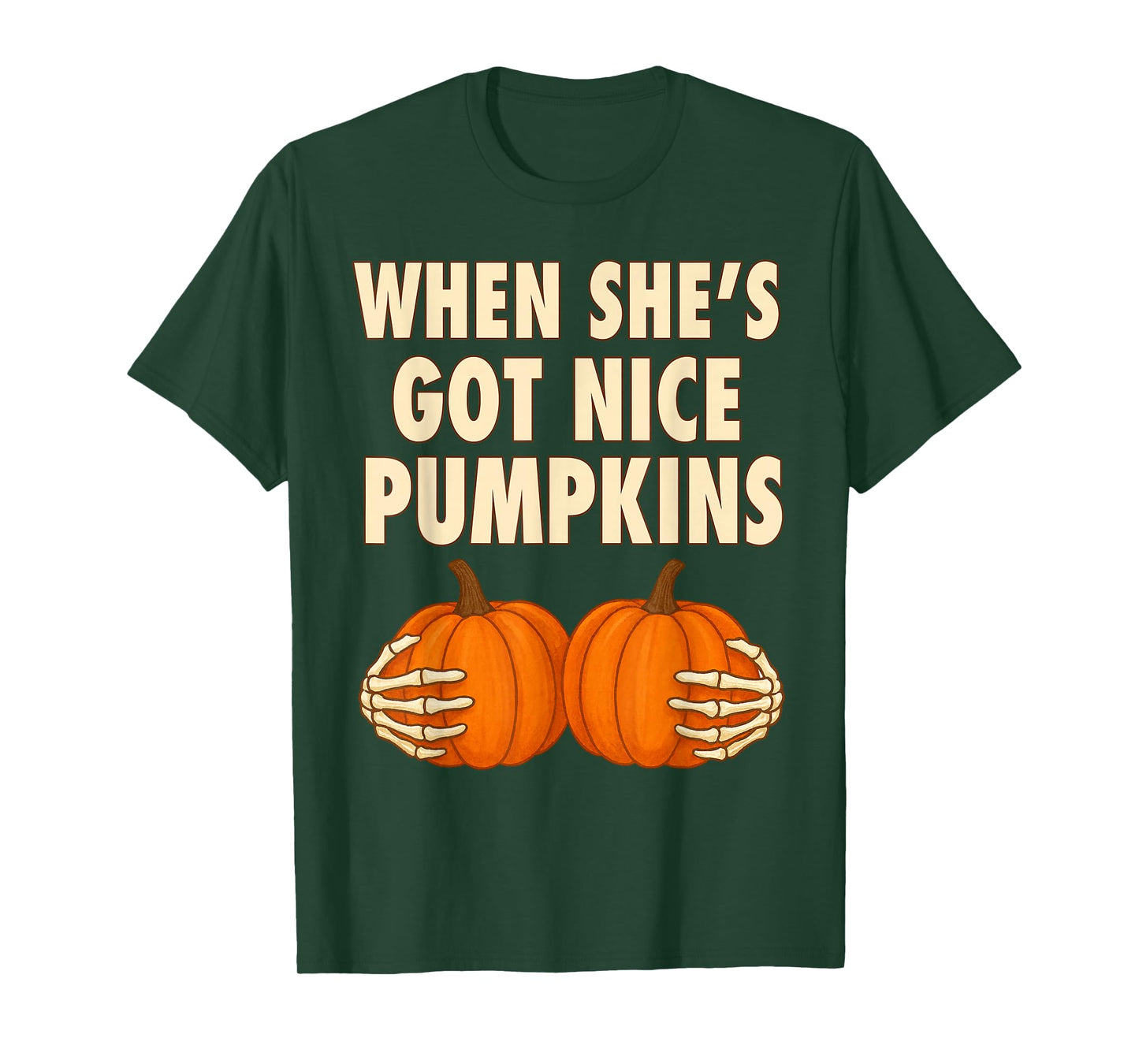Funny Halloween Skeleton Hands Holding Pumpkins Women Men T-Shirt