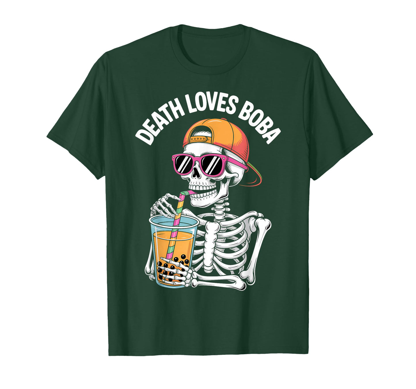 Funny Halloween Skeleton Boba Tea Costume T-Shirt