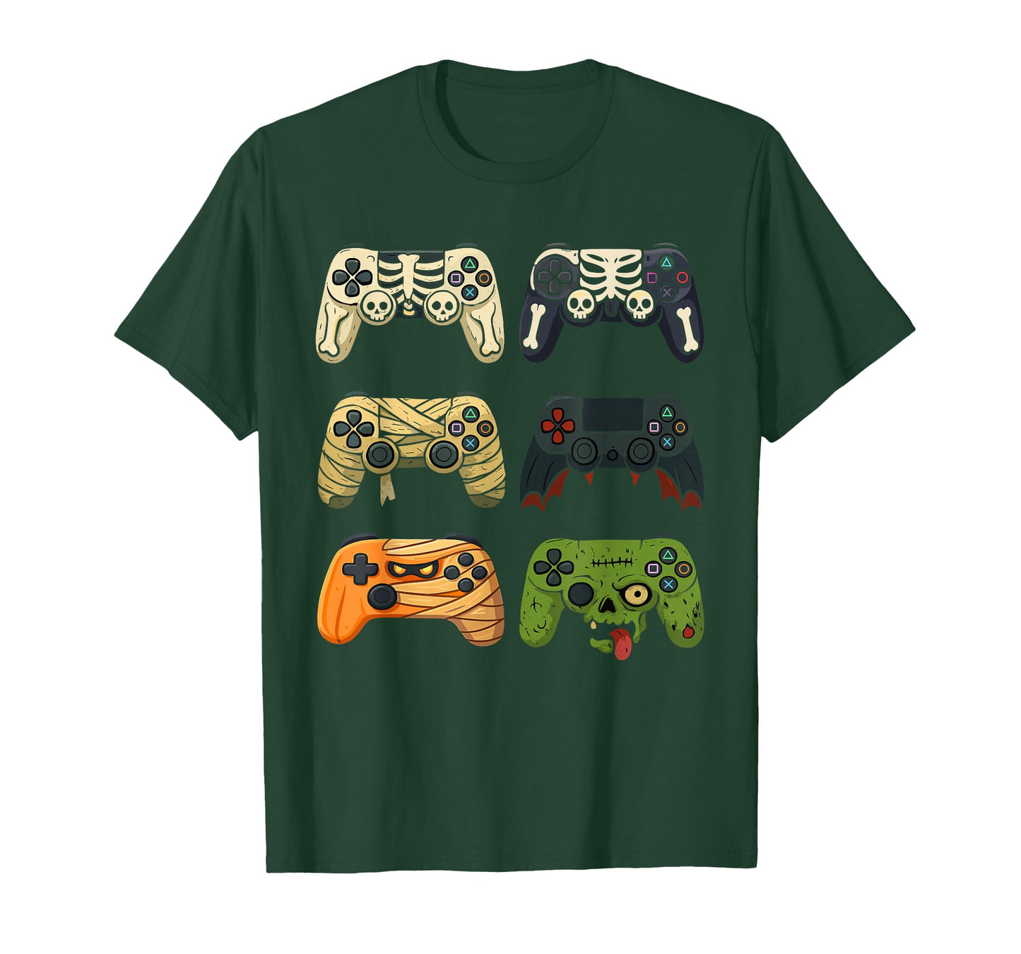 Halloween Skeleton Funny Spooky Gaming Controllers Boys Kids T-Shirt