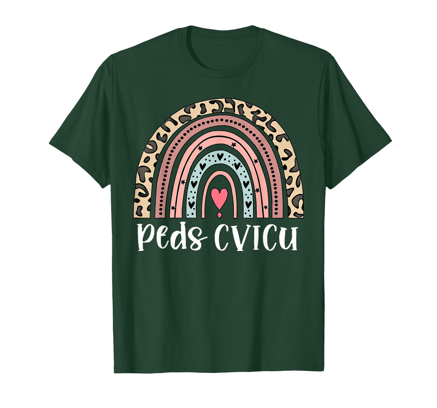 Leopard Rainbow Peds CVICU Nurse Pediatric CVICU Nurse T-Shirt
