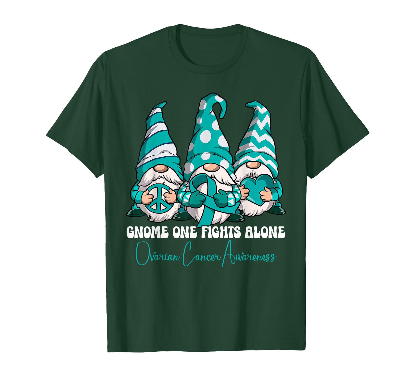 Ovarian Cancer Awareness Gifts T-Shirt, Unisex-Adults, Black, Small, Short Sleeve, Classic Fit, Cartoon, Crew Neck, Ovarian Cancer Awareness