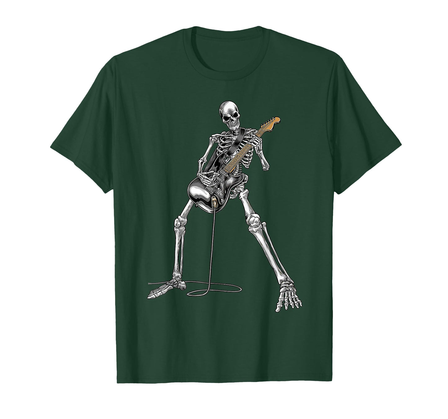 Happy Skeleton Guitar Guy Spooky Halloween Rock Band Concert T-Shirt