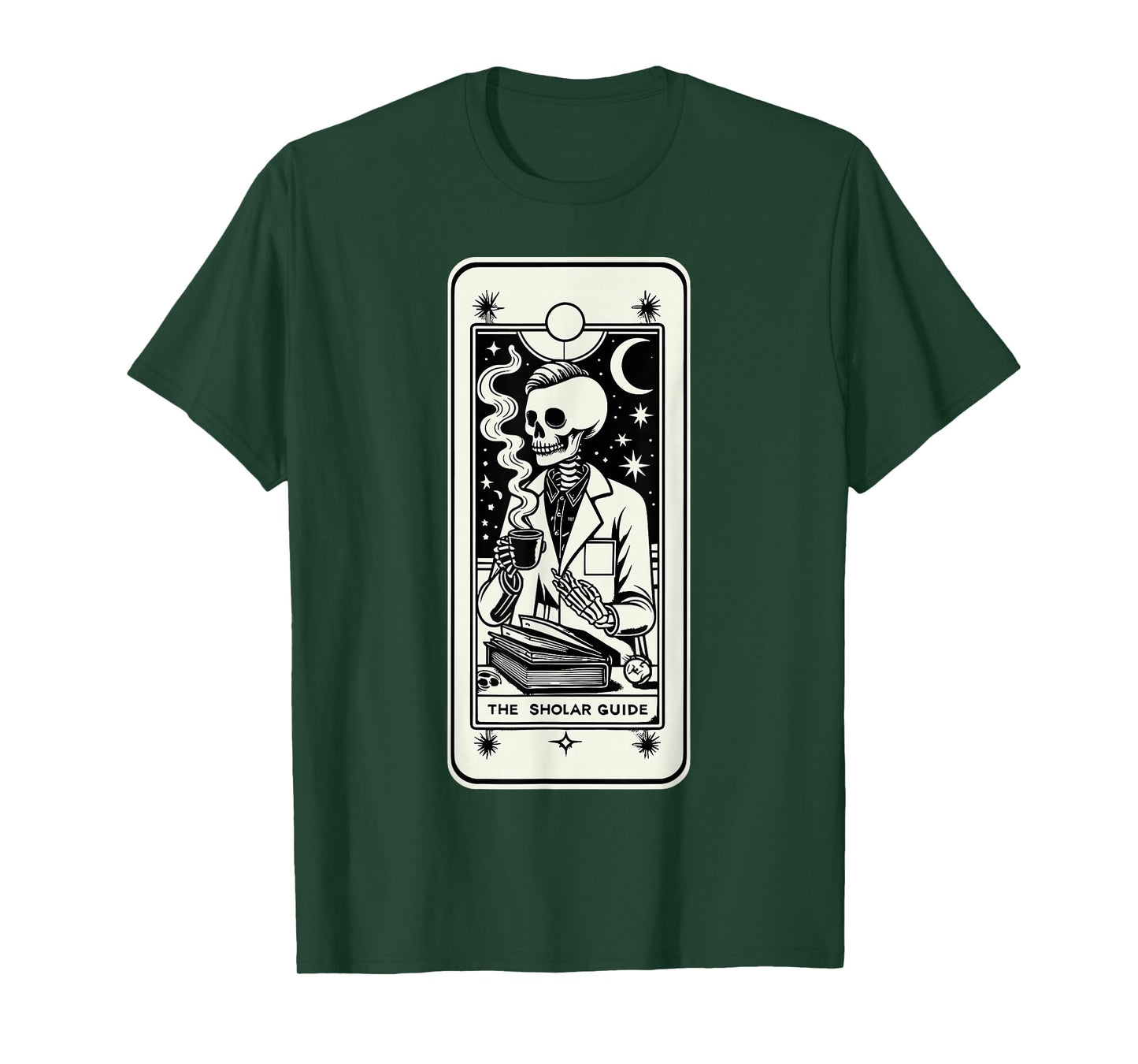 Skeleton Scientist Gothic Tarot Celestial Teacher T-Shirt