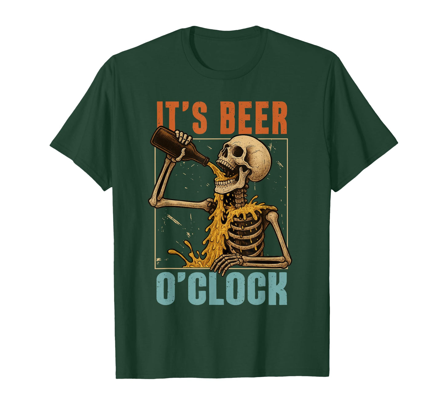 Beer Lover Day Drinking Team Skeleton It's Beer O'clock T-Shirt