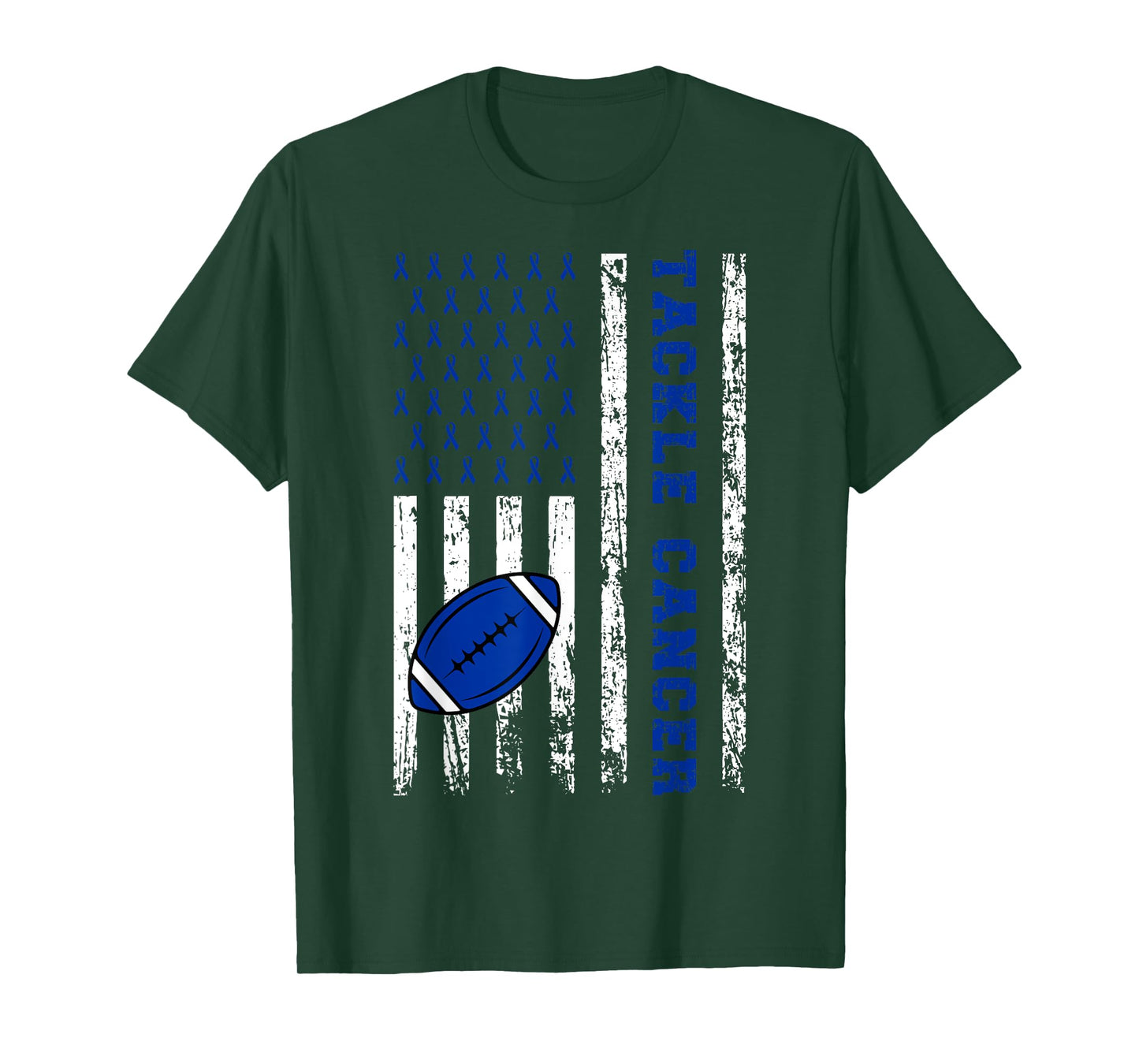 Tackle Football Dark Blue Ribbon Colon Cancer Awareness Kid T-Shirt