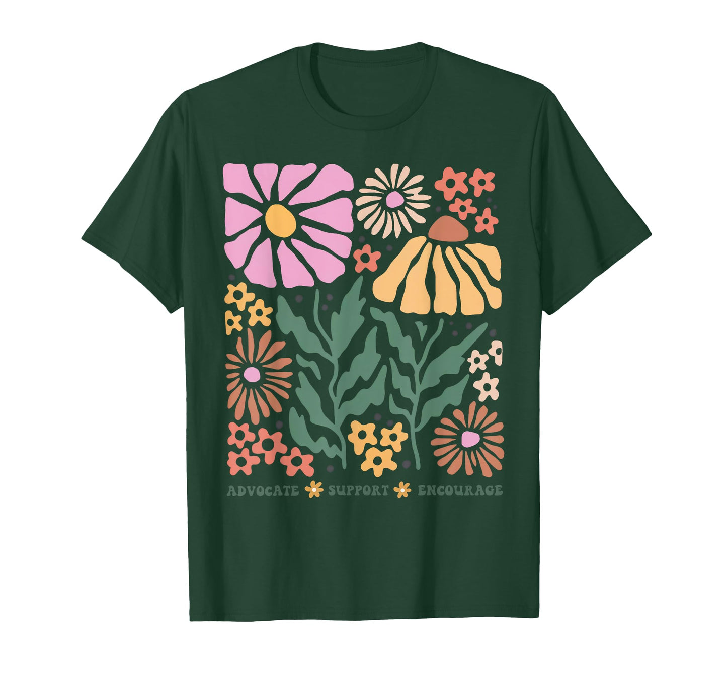 Boho Wildflowers Doula Postpartum Advocate Support Encourage T-Shirt
