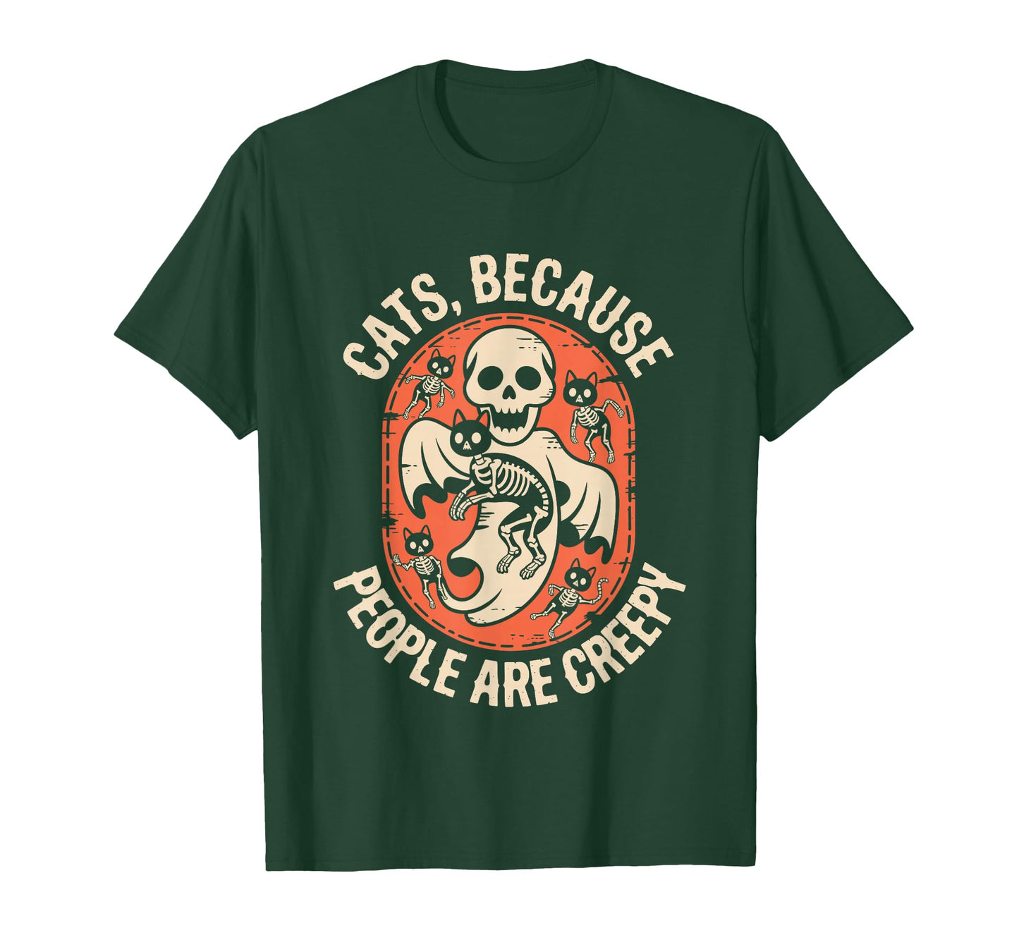 Cats Because People are Creepy Halloween Ghost Skeleton Cats T-Shirt