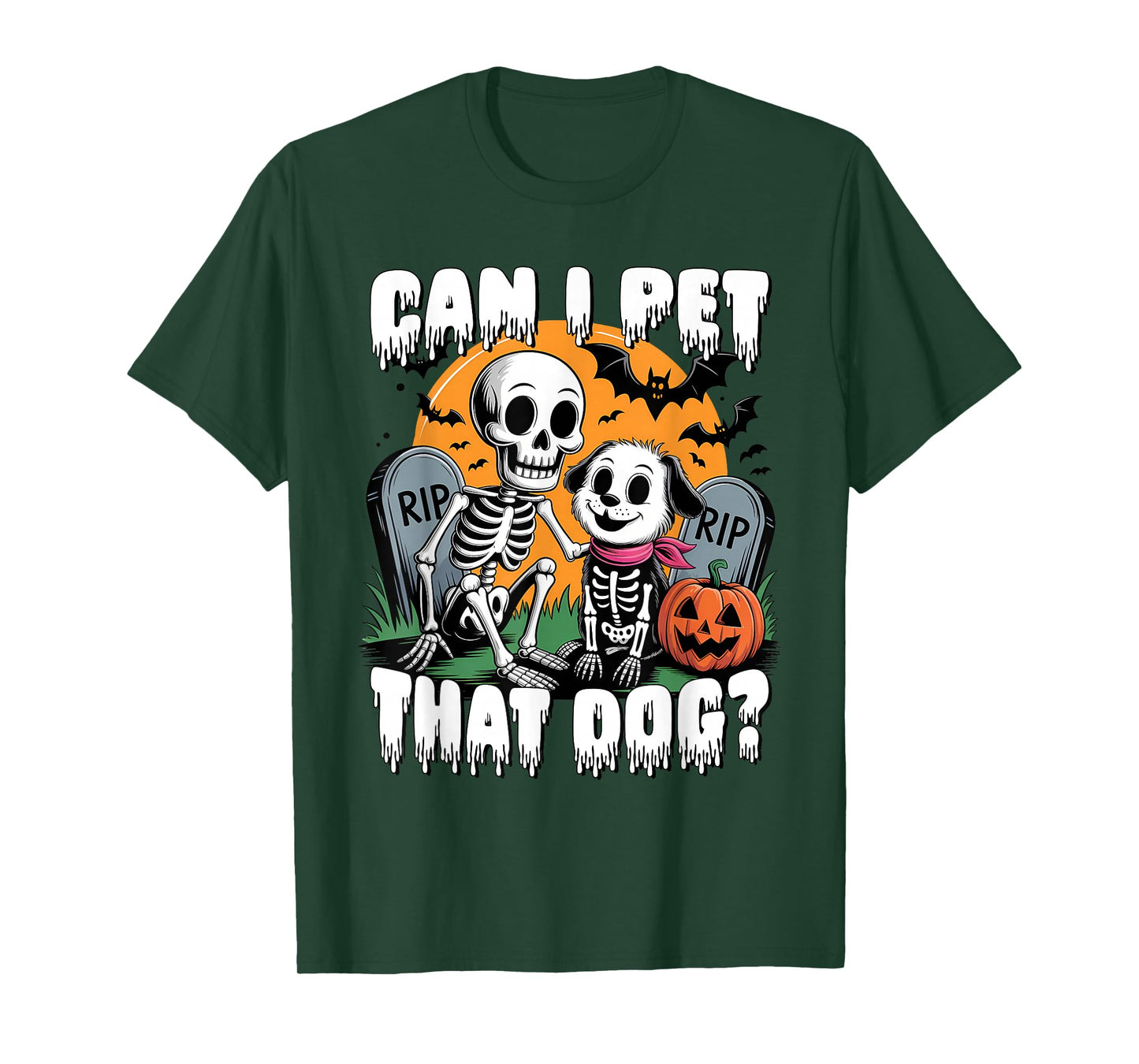 Halloween Skeleton Can I Pet That Dog T-Shirt