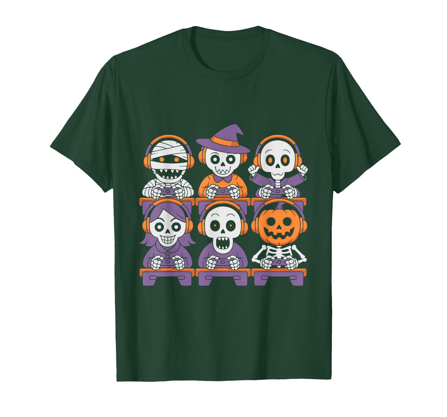 Halloween Skeleton Zombie Mummy Ghost Gamer Boys Men Kids T-Shirt